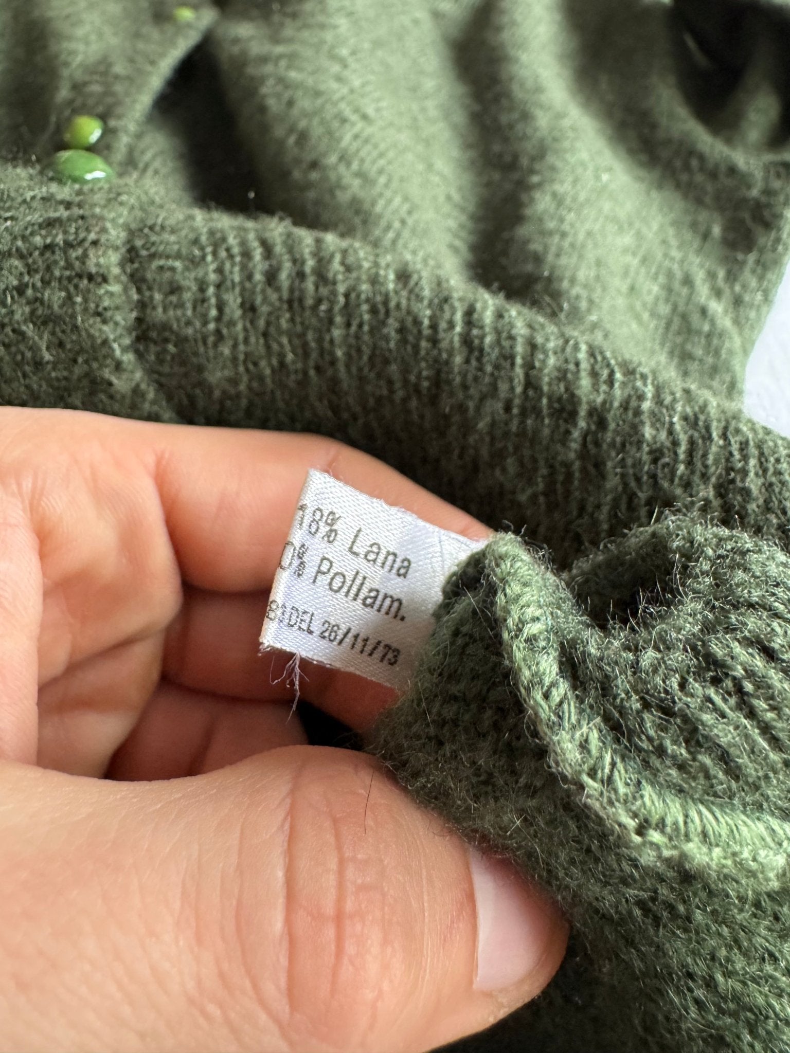 🧶 Cardigan Vintage Damă Verde Închis cu Broderie Florală – M - anbracaminte