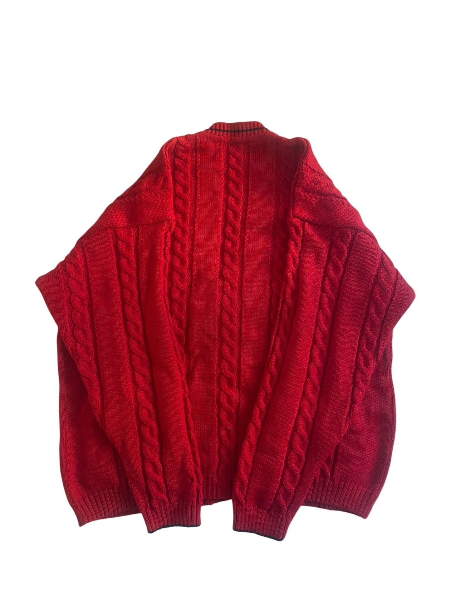 Cardigan Vintage Ferrari – 100% Lână – Roșu – Made in Italy – Mărime XL - anbracaminte