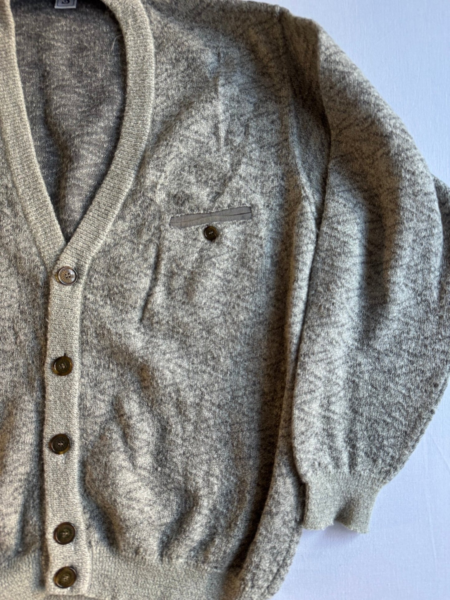 🧶 Cardigan Vintage Gri Fuzzy / Lână Mohair (Mărime 50 - M - L) - anbracaminte