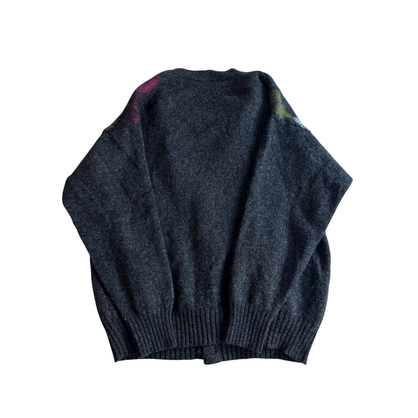 🧶 Cardigan Vintage Gri Închis cu Model Argyle (Mărime L) - anbracaminte