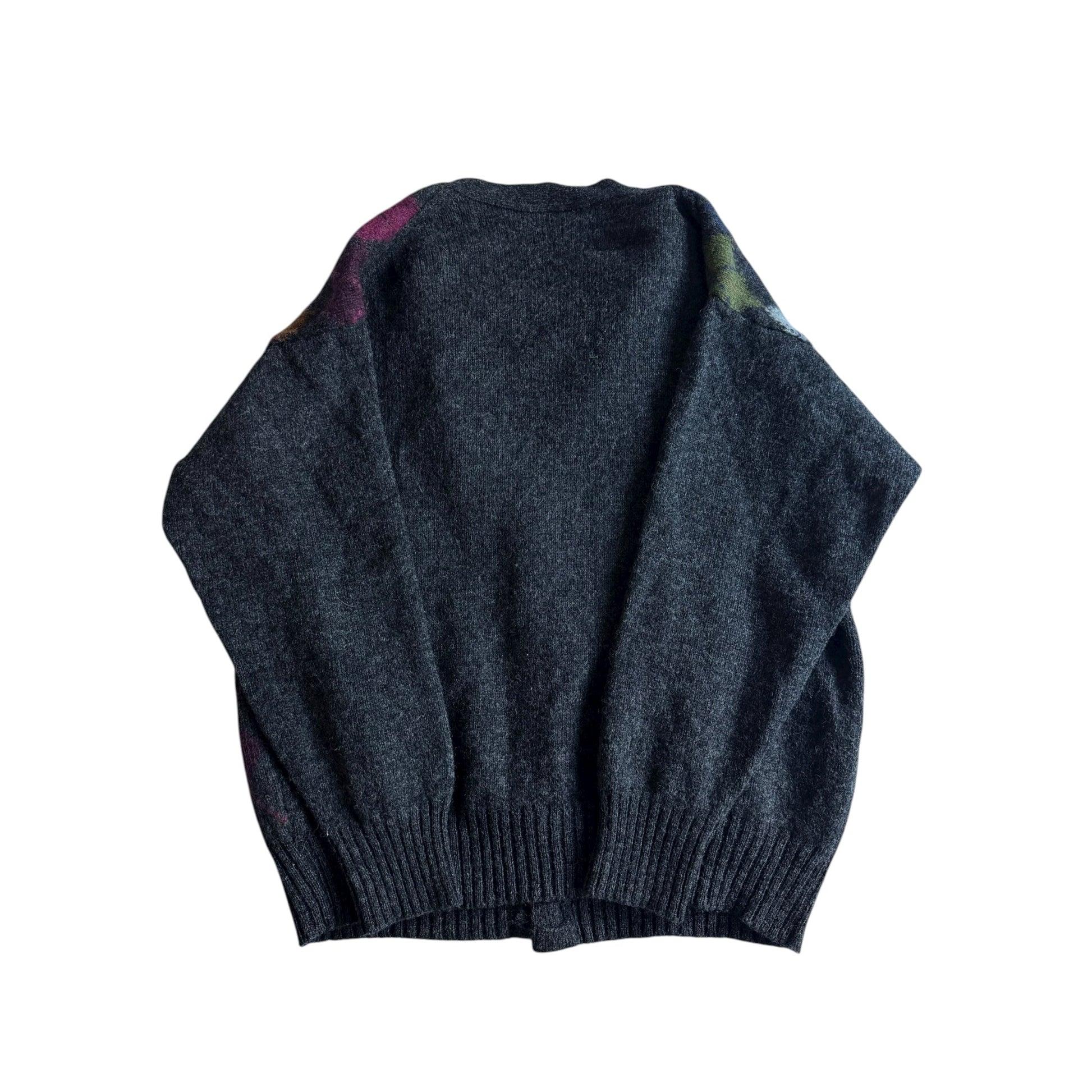 🧶 Cardigan Vintage Gri Închis cu Model Argyle (Mărime L) - anbracaminte