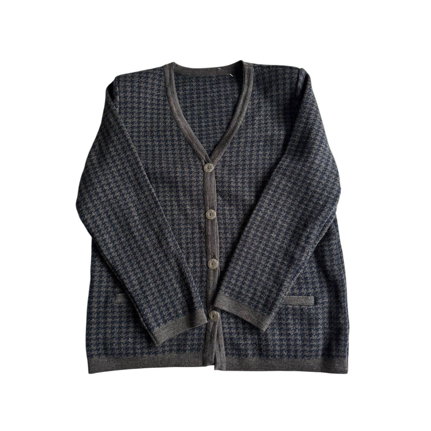 🧶 Cardigan Vintage Houndstooth din Lână Merinos – Mărime M Femei - anbracaminte