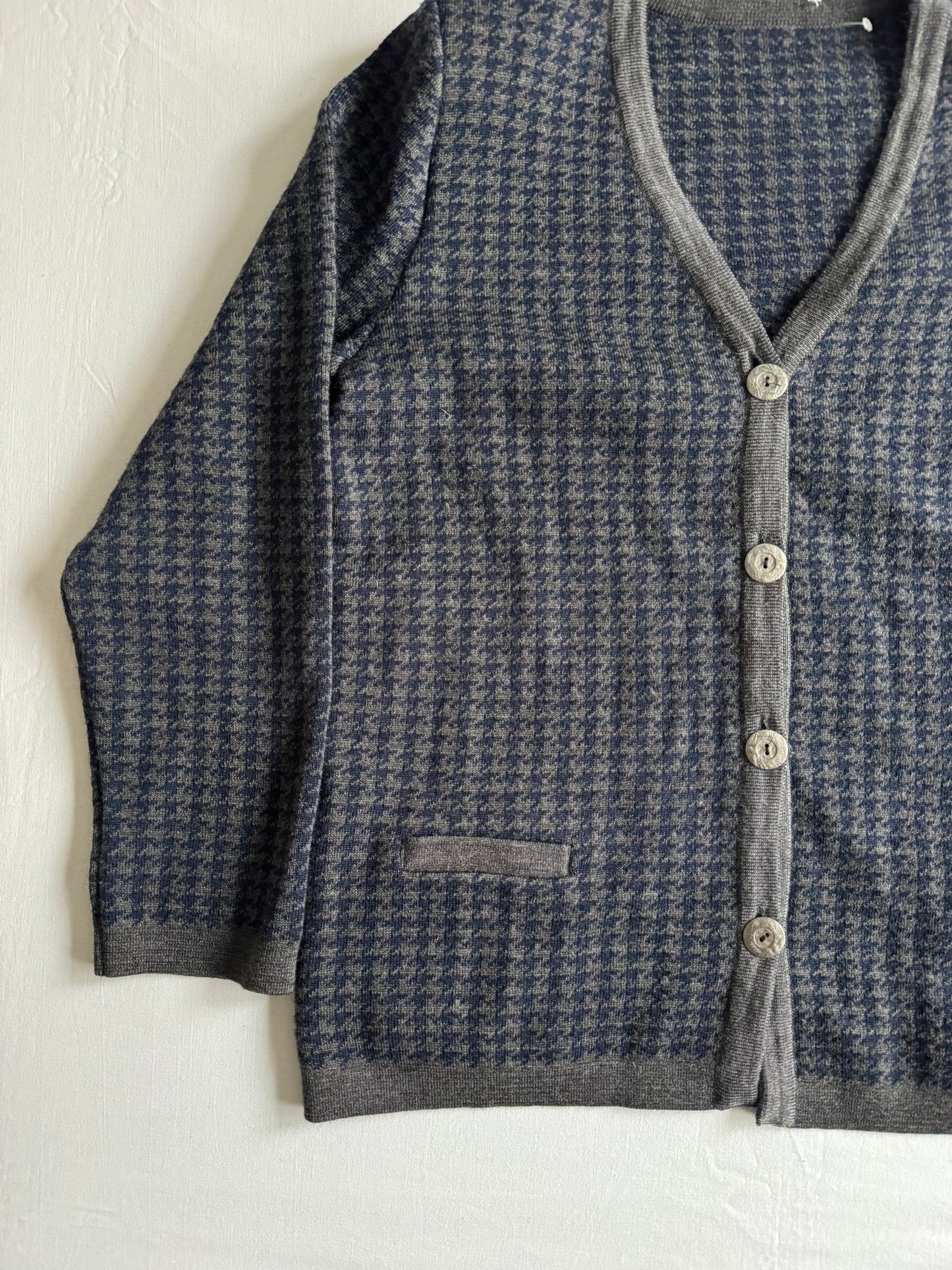 🧶 Cardigan Vintage Houndstooth din Lână Merinos – Mărime M Femei - anbracaminte