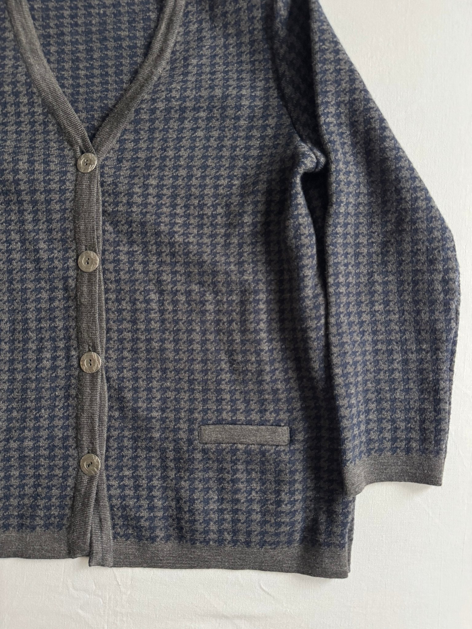 🧶 Cardigan Vintage Houndstooth din Lână Merinos – Mărime M Femei - anbracaminte