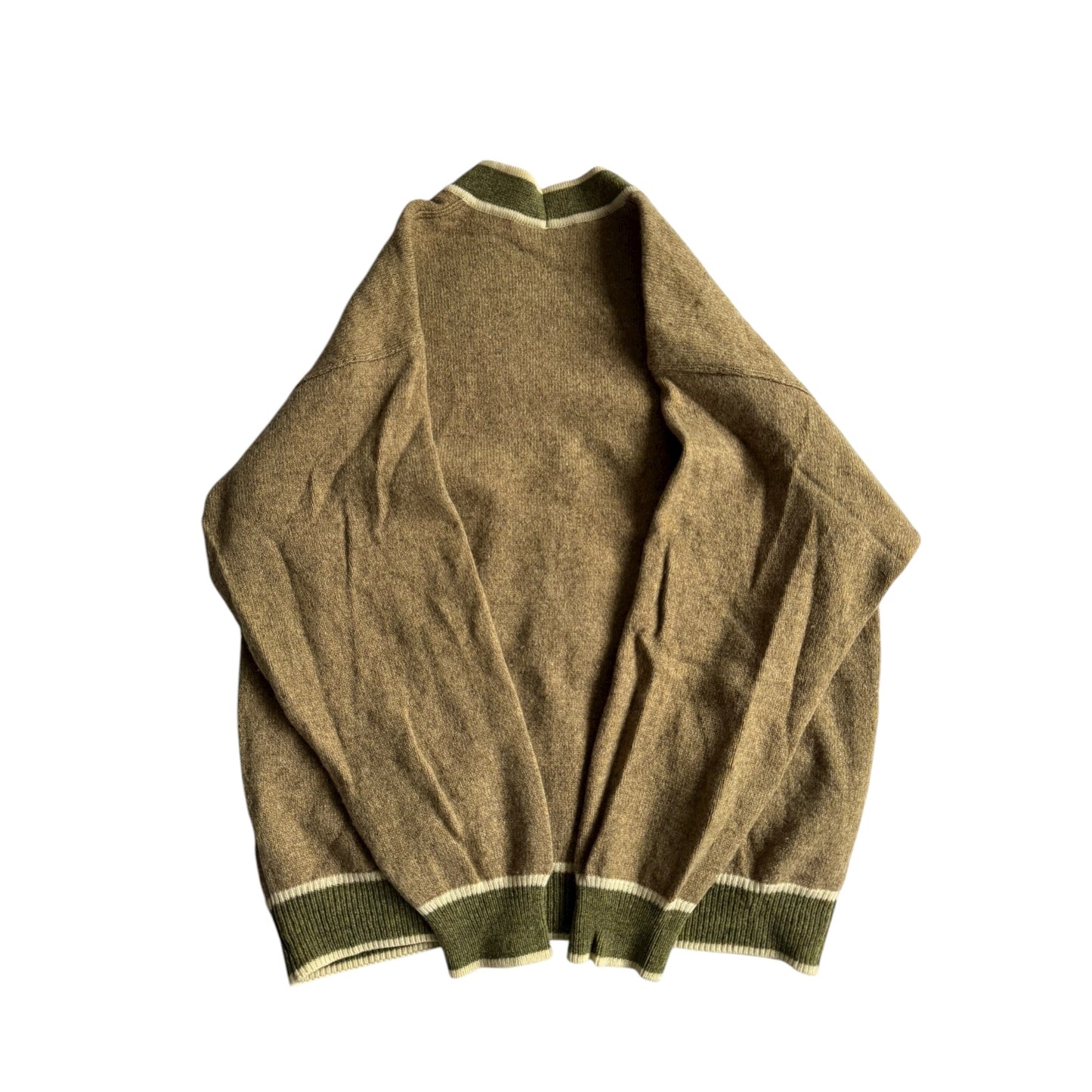 🧶 Cardigan Vintage Oatmeal cu Broderie Câine / Tricot (Mărime M) - anbracaminte