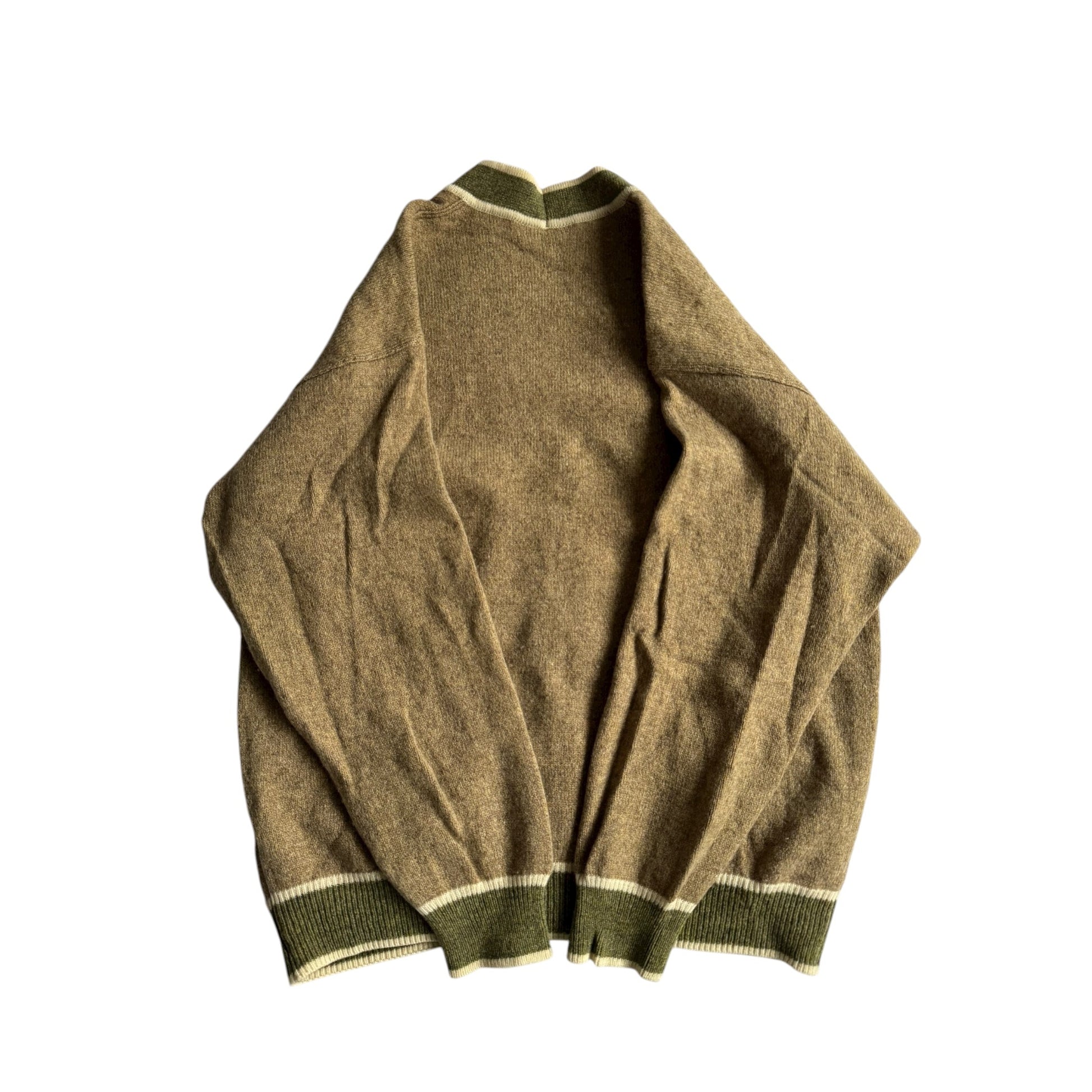 🧶 Cardigan Vintage Oatmeal cu Broderie Câine / Tricot (Mărime M) - anbracaminte
