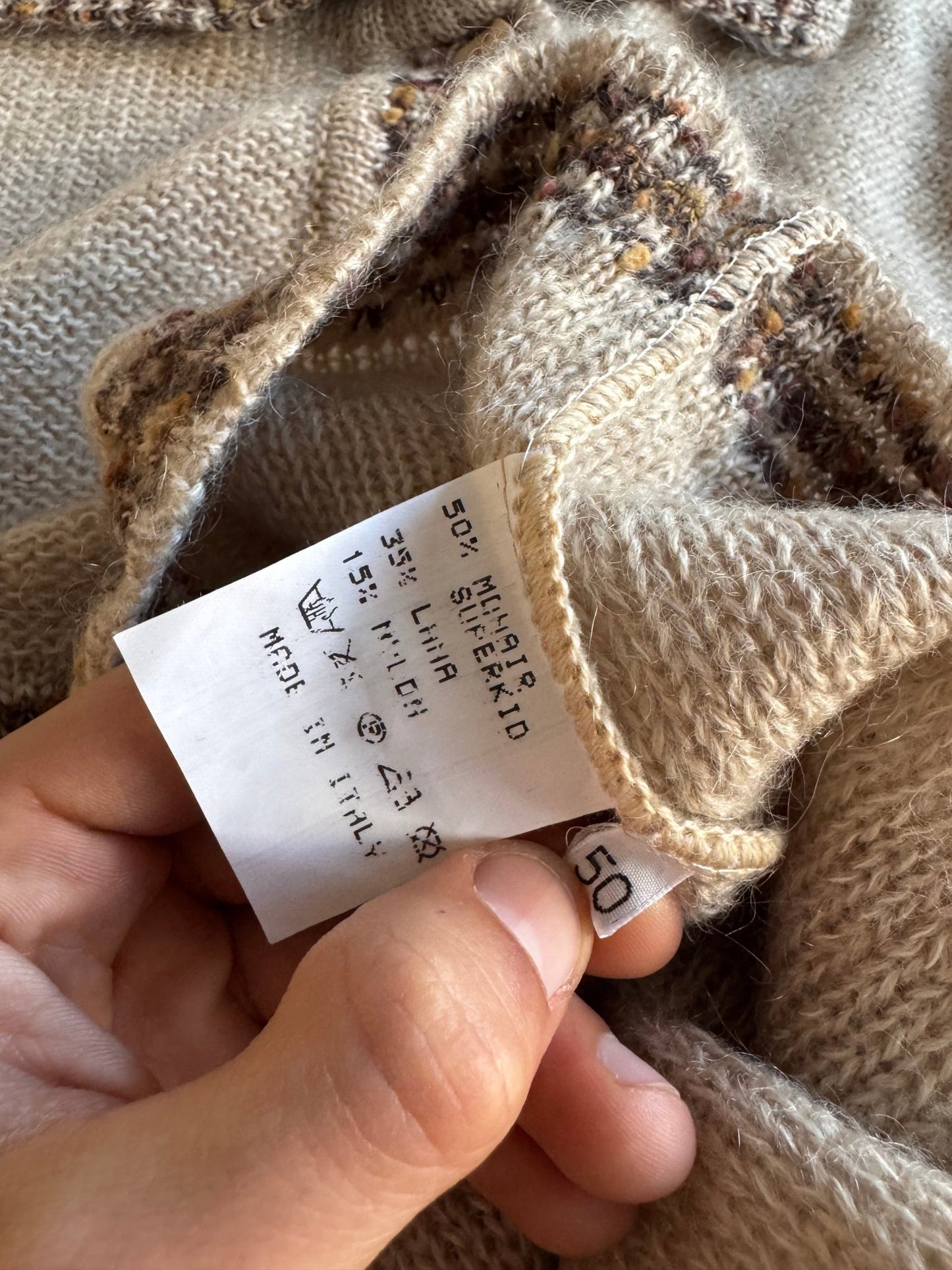 🧶 Cardigan Vintage Oatmeal / Super Kid Mohair Blend (Mărime 50 - L) - anbracaminte