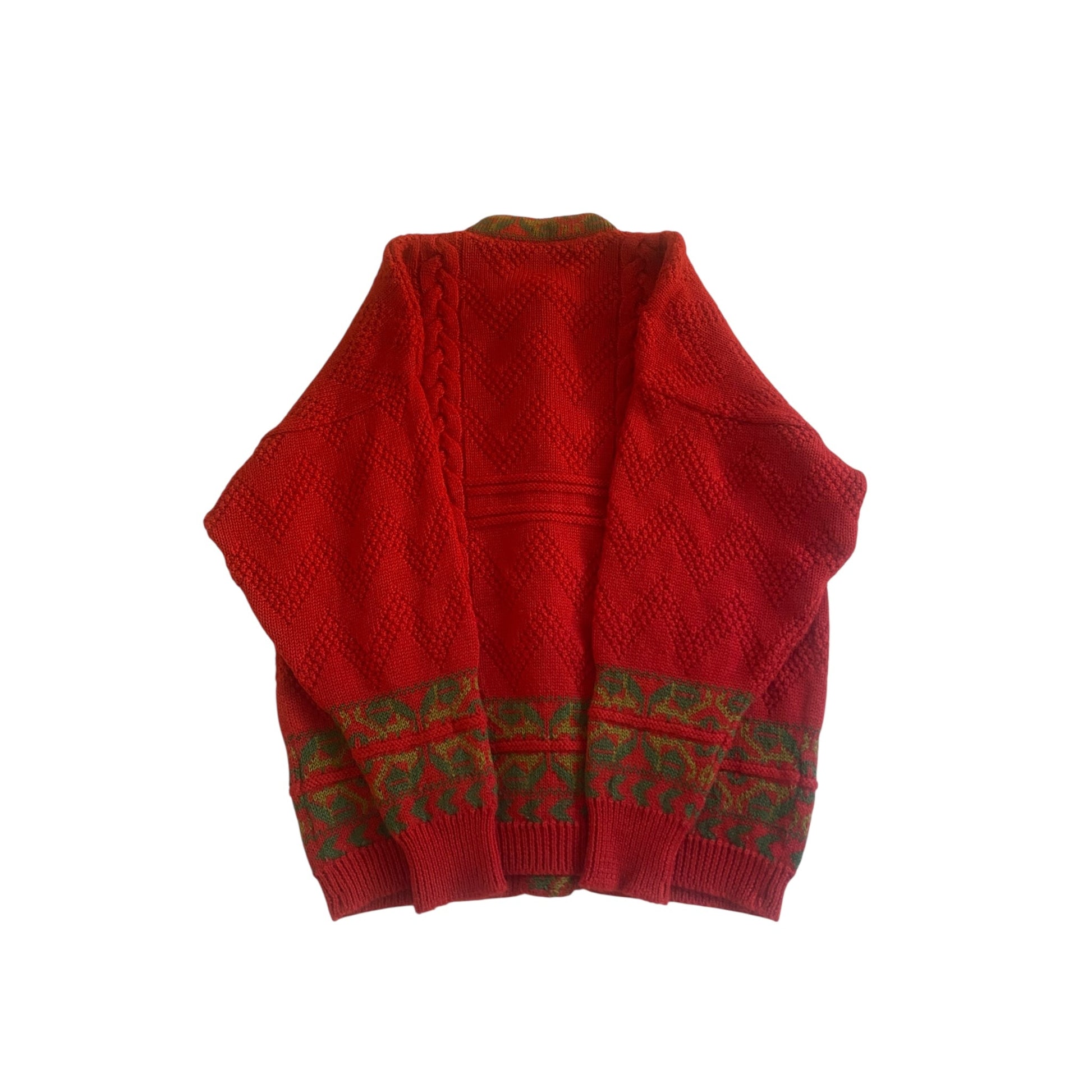 Cardigan Vintage Roșu – Tirolez – Lână 100% – EU 44 – Made in Austria - anbracaminte