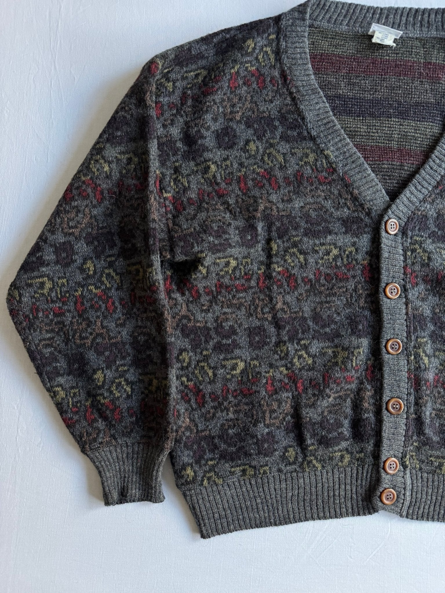 🧶 Cardigan Vintage Sergio Tacchini cu Model Texturat / Tricot Clasic (Mărime L) - anbracaminte