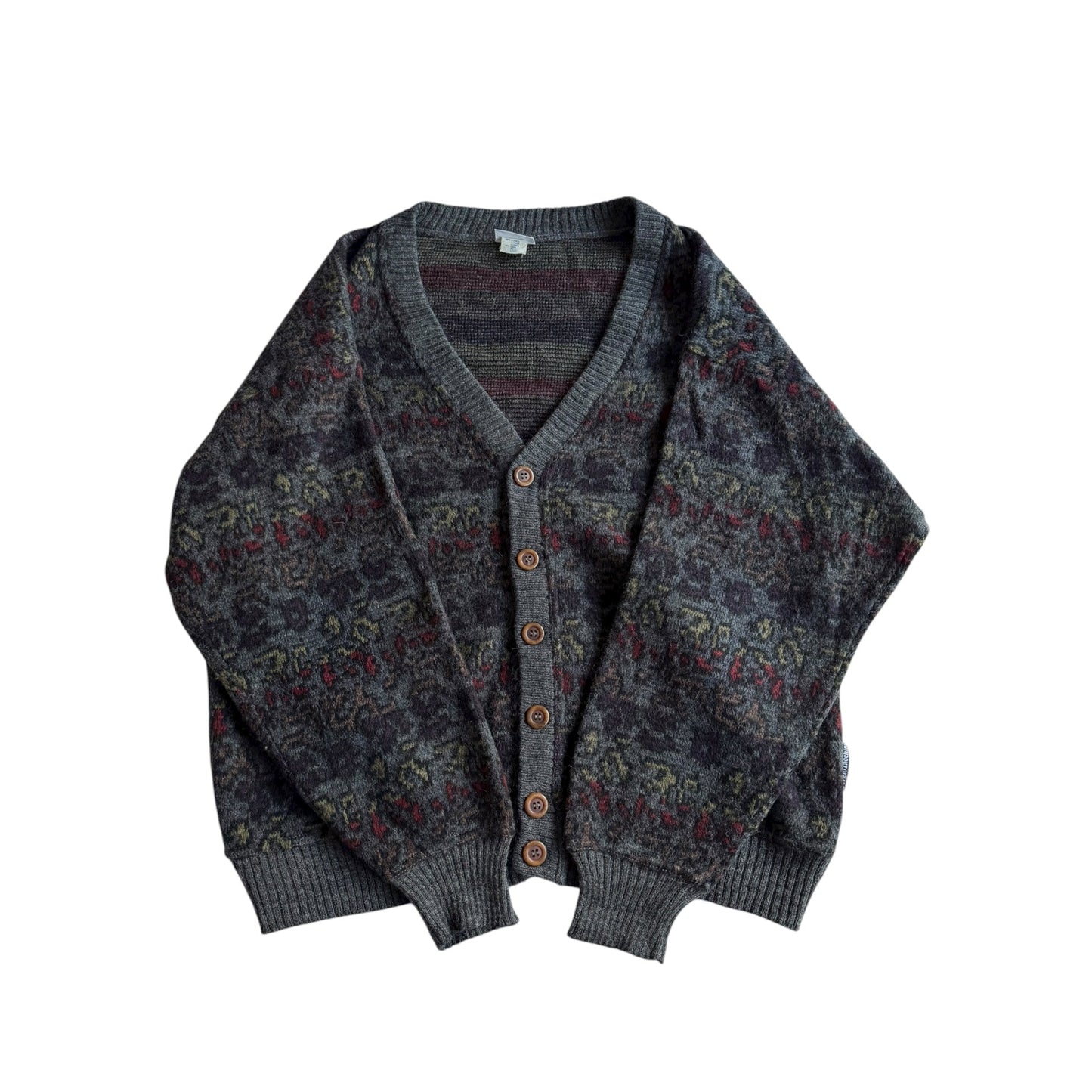 🧶 Cardigan Vintage Sergio Tacchini cu Model Texturat / Tricot Clasic (Mărime L) - anbracaminte