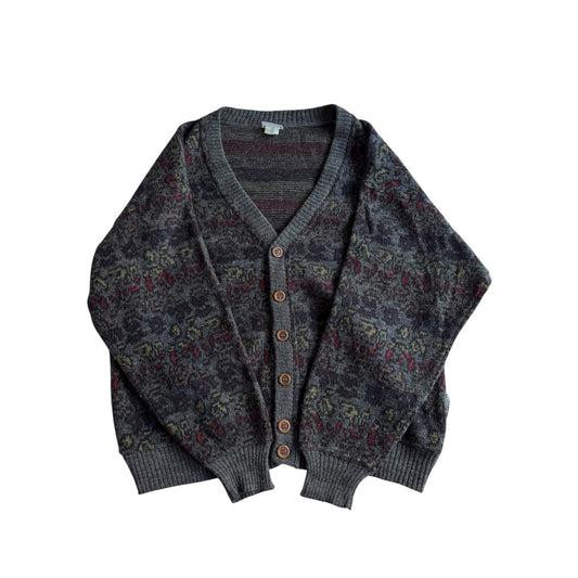 🧶 Cardigan Vintage Sergio Tacchini cu Model Texturat / Tricot Clasic (Mărime L) - anbracaminte