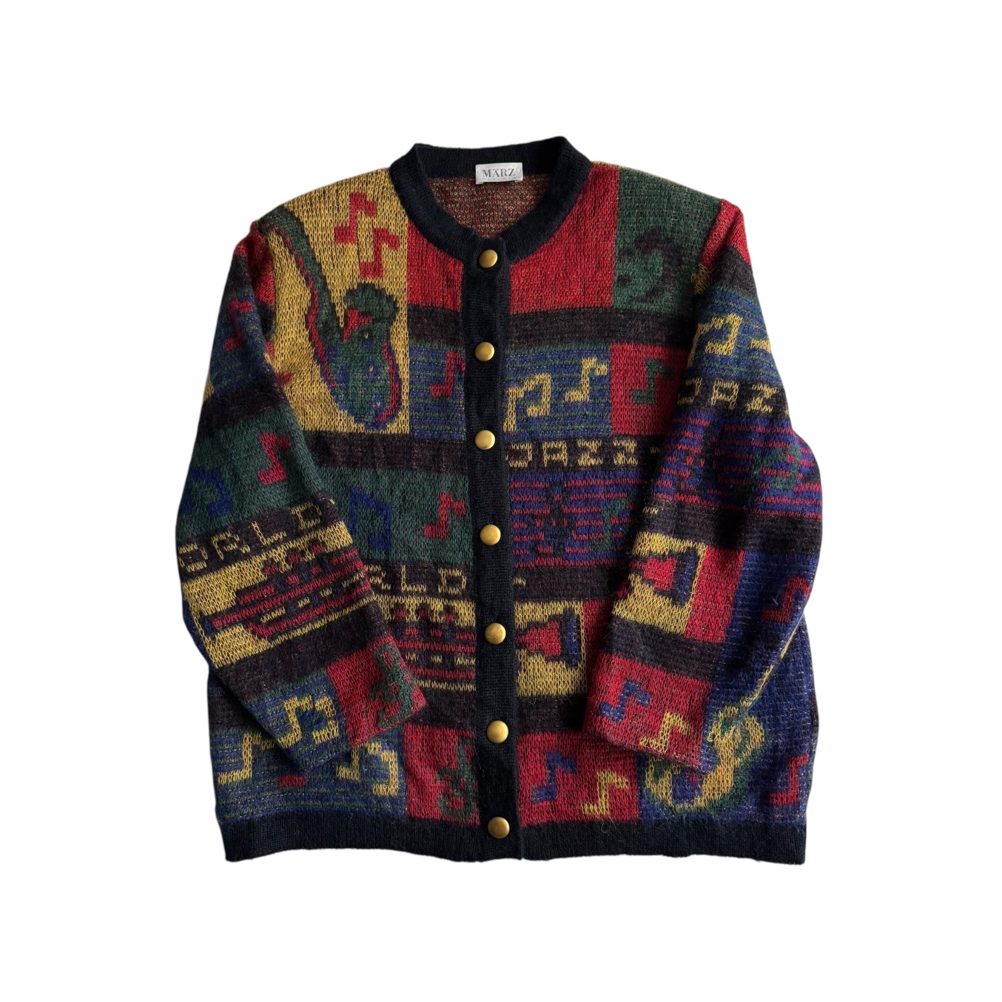 🧶 Cardigan Vintage Super Kid Mohair cu Model Muzical – Mărime L/XL (Femei) - anbracaminte