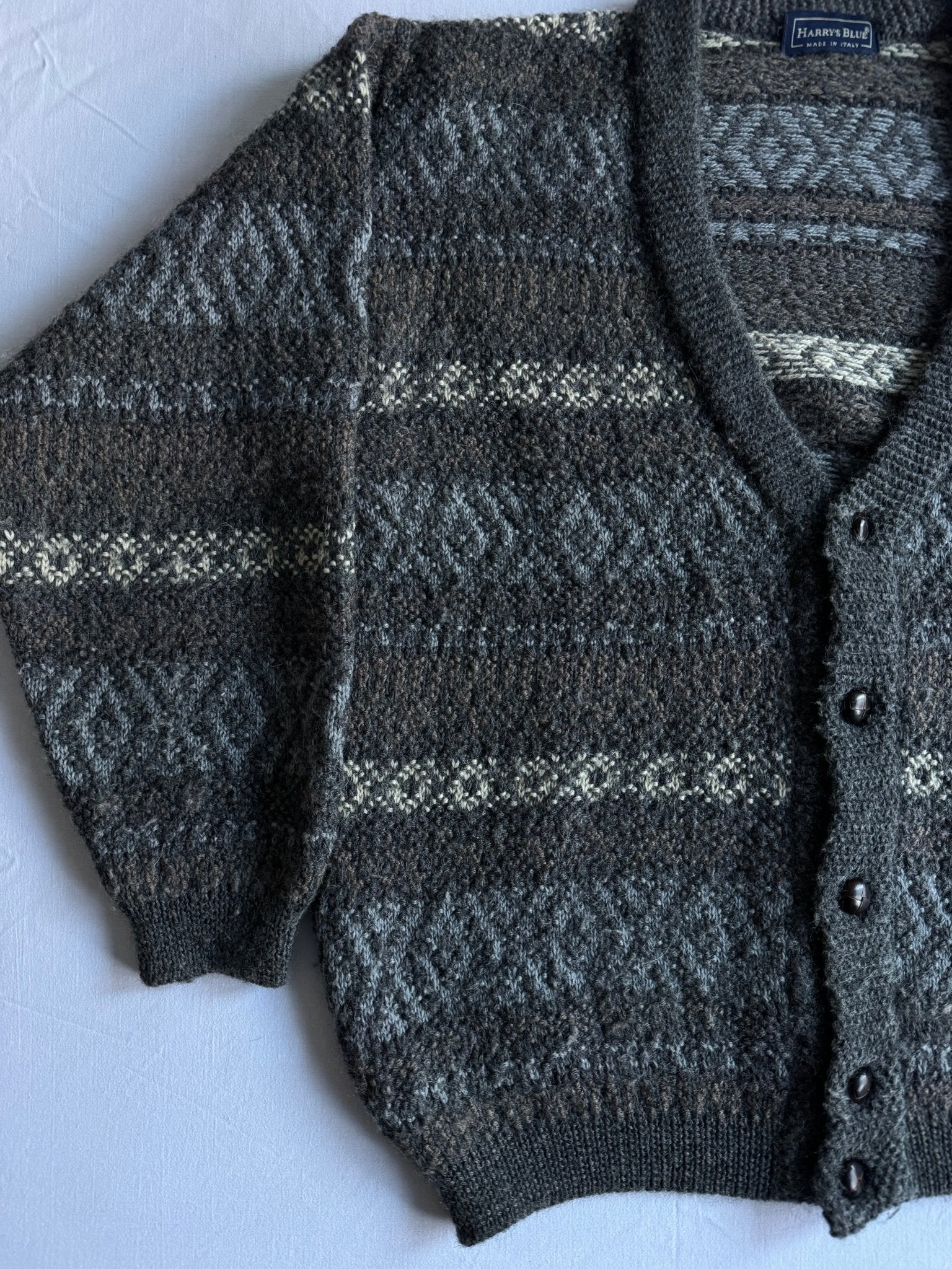 🧶 Cardigan Vintage Texturat Fuzzy / Tricot Pufos (Mărime L) - anbracaminte