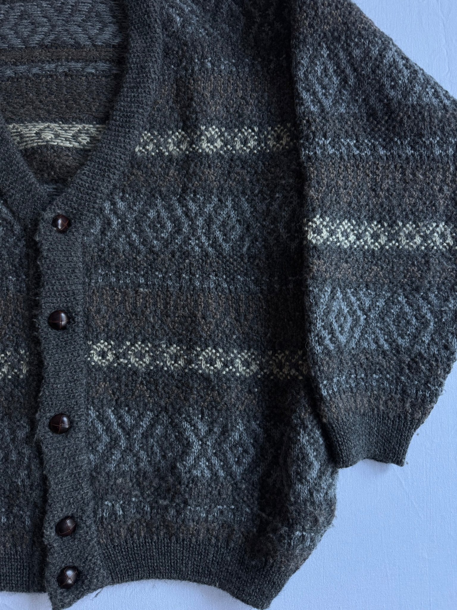 🧶 Cardigan Vintage Texturat Fuzzy / Tricot Pufos (Mărime L) - anbracaminte