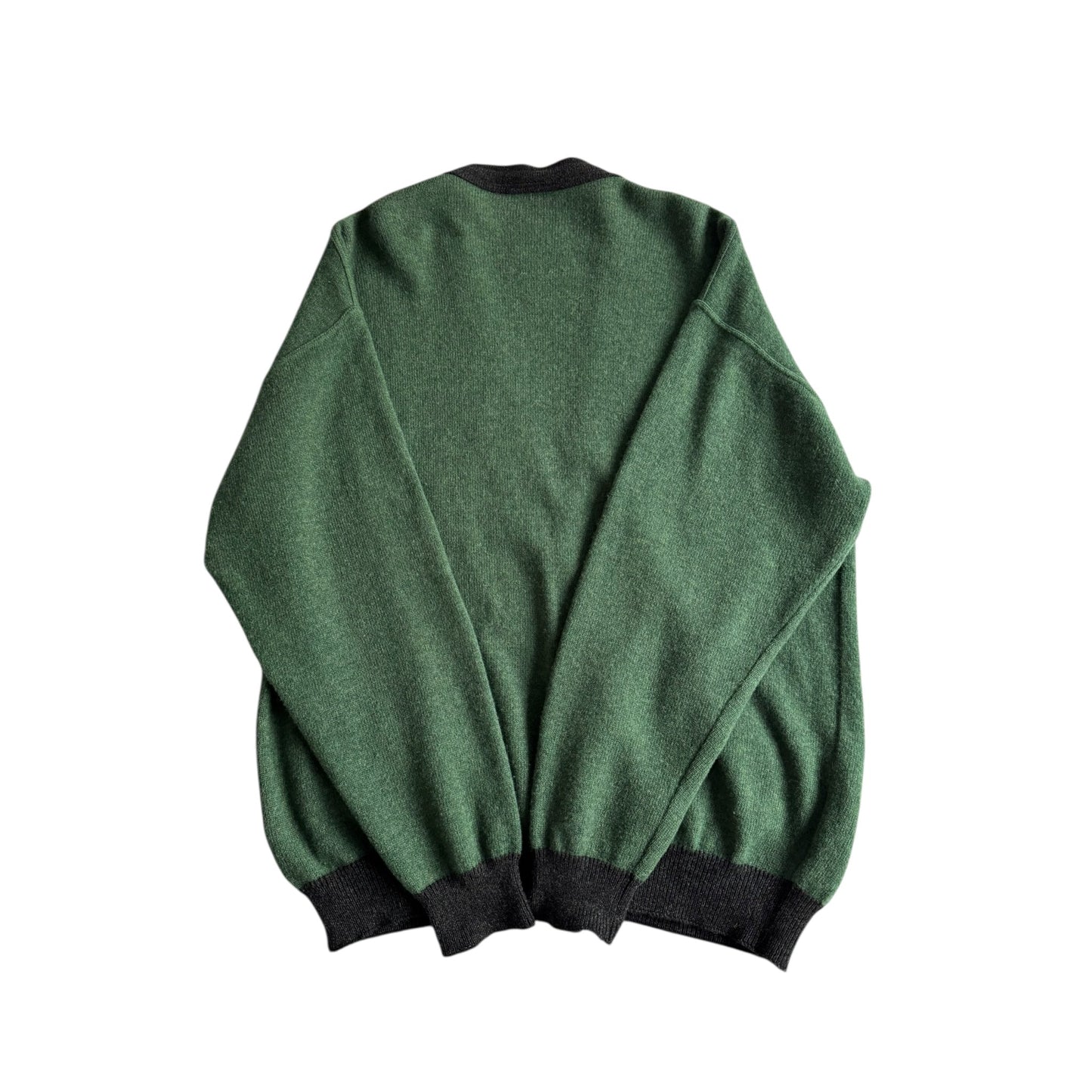 🐻 Cardigan Vintage Verde cu Broderie Animal – XL Bărbați - anbracaminte
