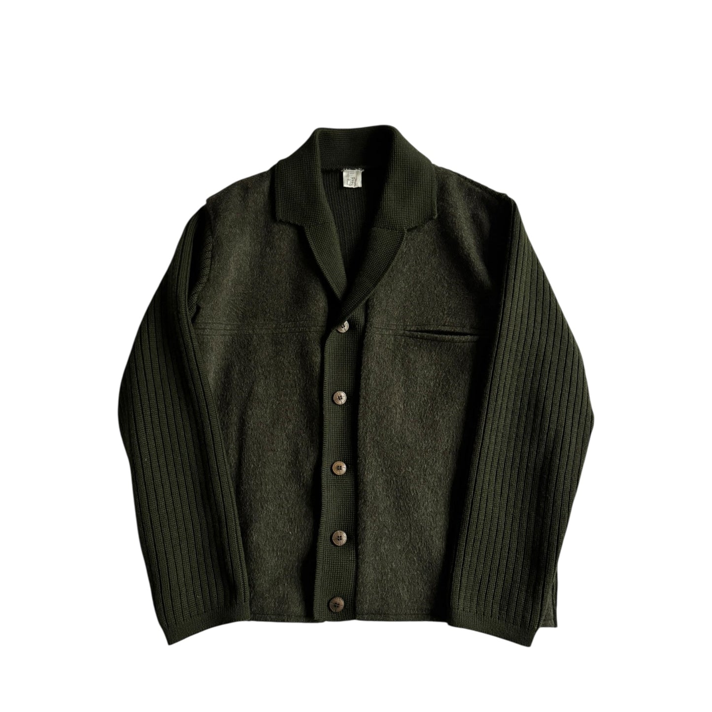 🧶 Cardigan vintage verde închis din lână | mărimea L bărbați (52) - anbracaminte