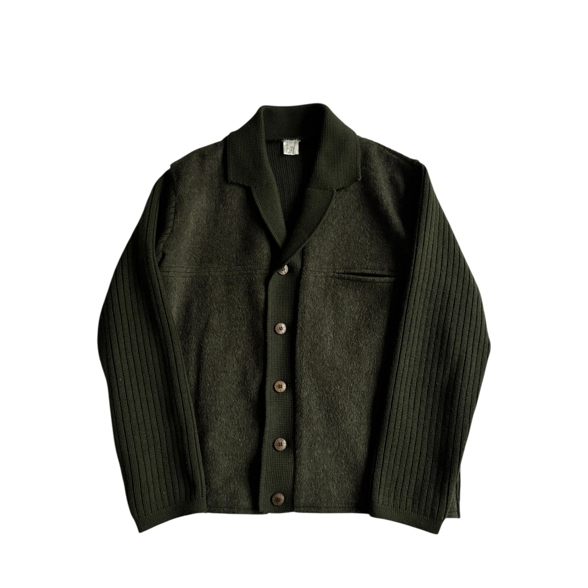 🧶 Cardigan vintage verde închis din lână | mărimea L bărbați (52) - anbracaminte