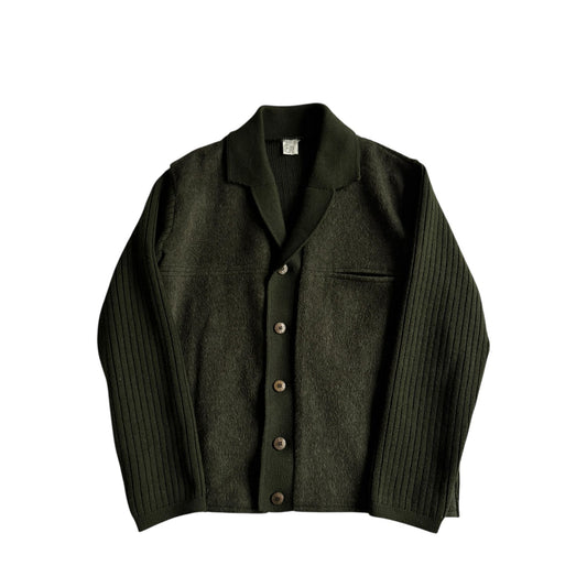 🧶 Cardigan vintage verde închis din lână | mărimea L bărbați (52) - anbracaminte