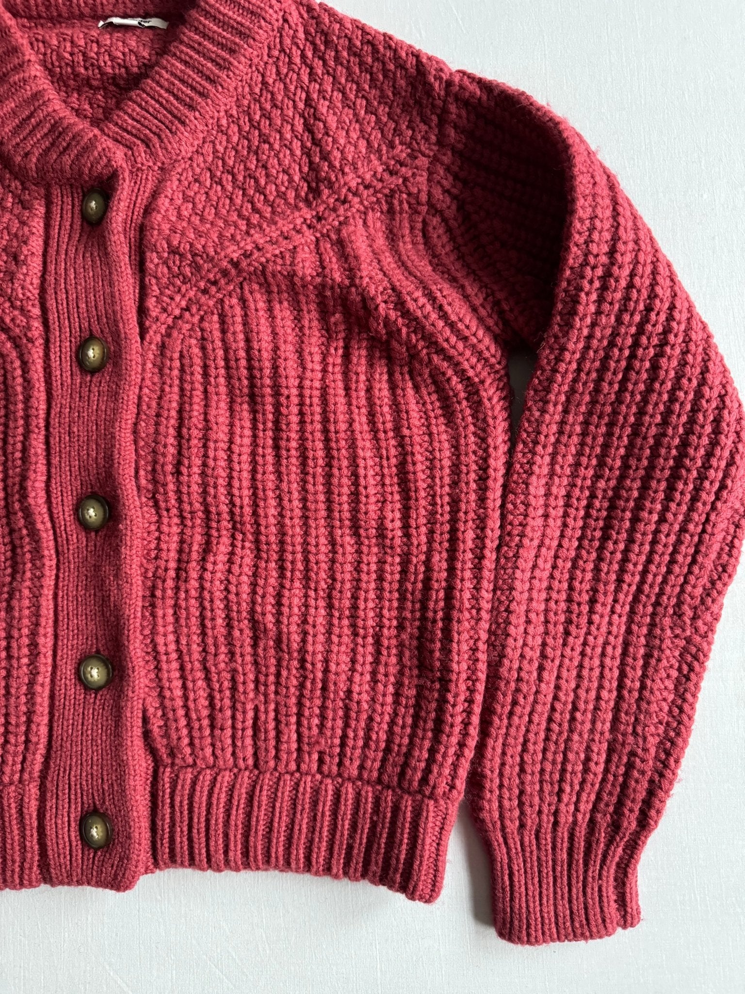 🧶 Cardigan Western Damă Wrangler Earth Red din Blend Lână – S - anbracaminte