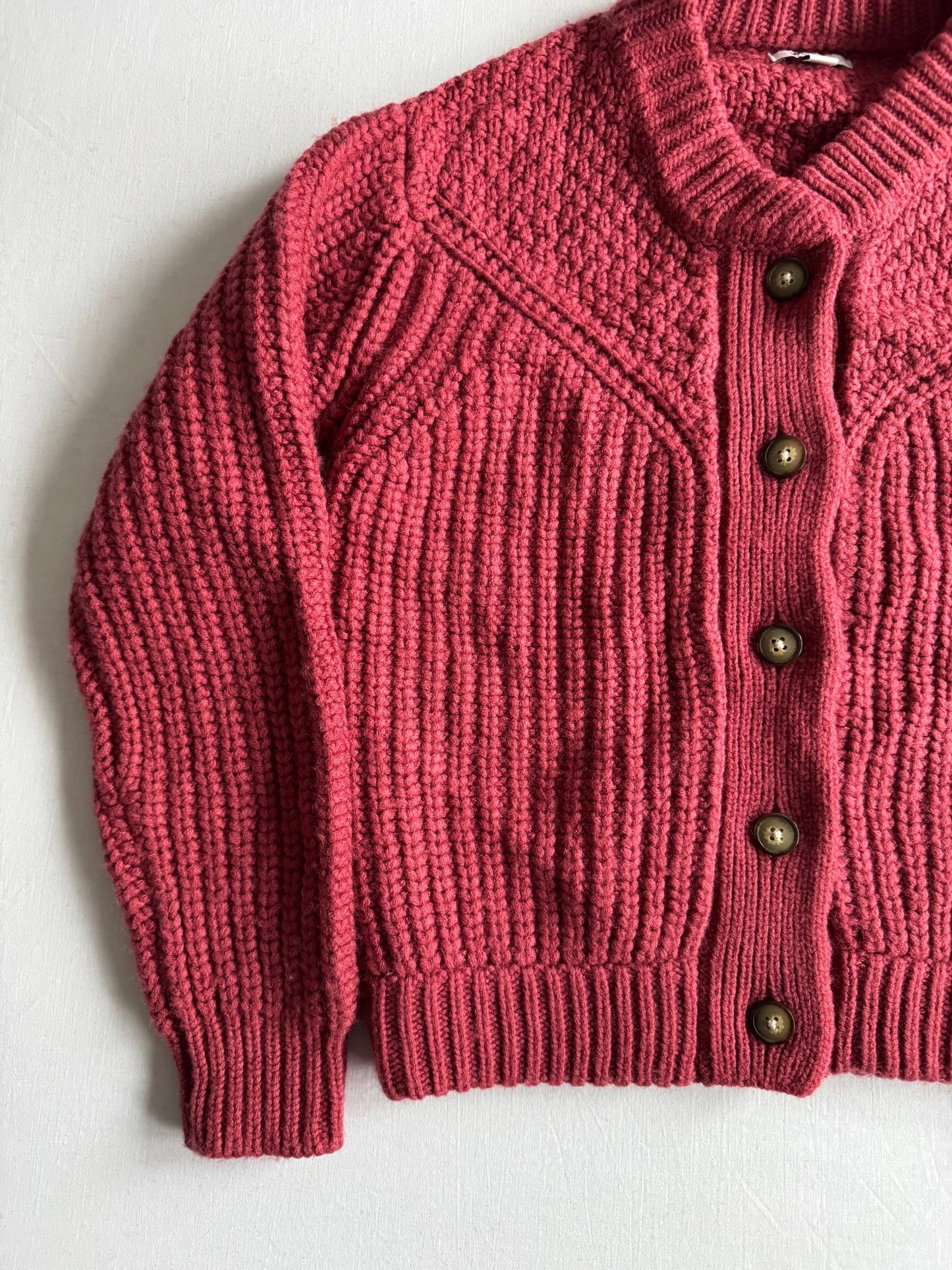 🧶 Cardigan Western Damă Wrangler Earth Red din Blend Lână – S - anbracaminte