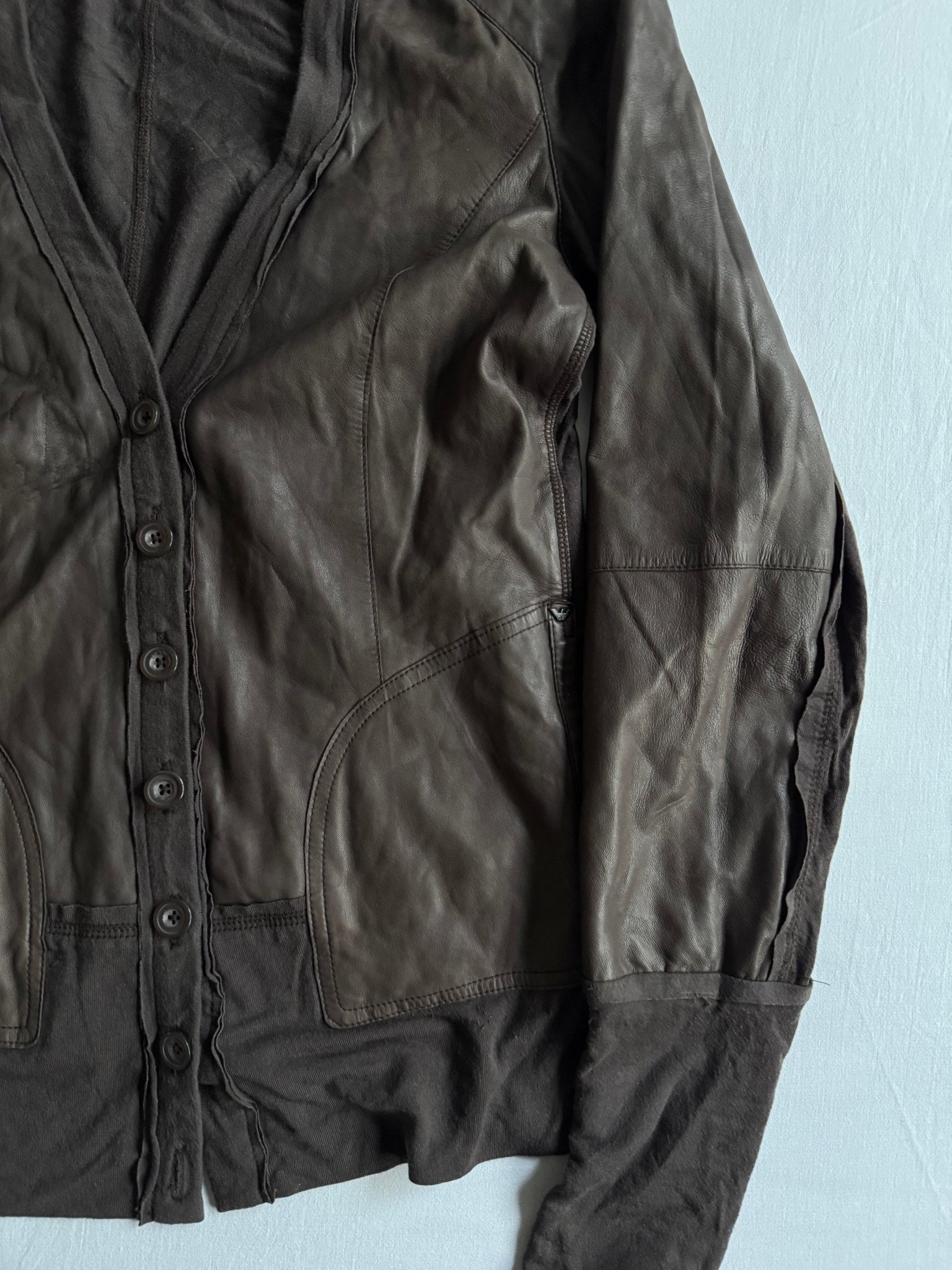 🦅 Cardigan Y2K Armani / Maro - Piele şi modal (Women’s EU 44) - anbracaminte