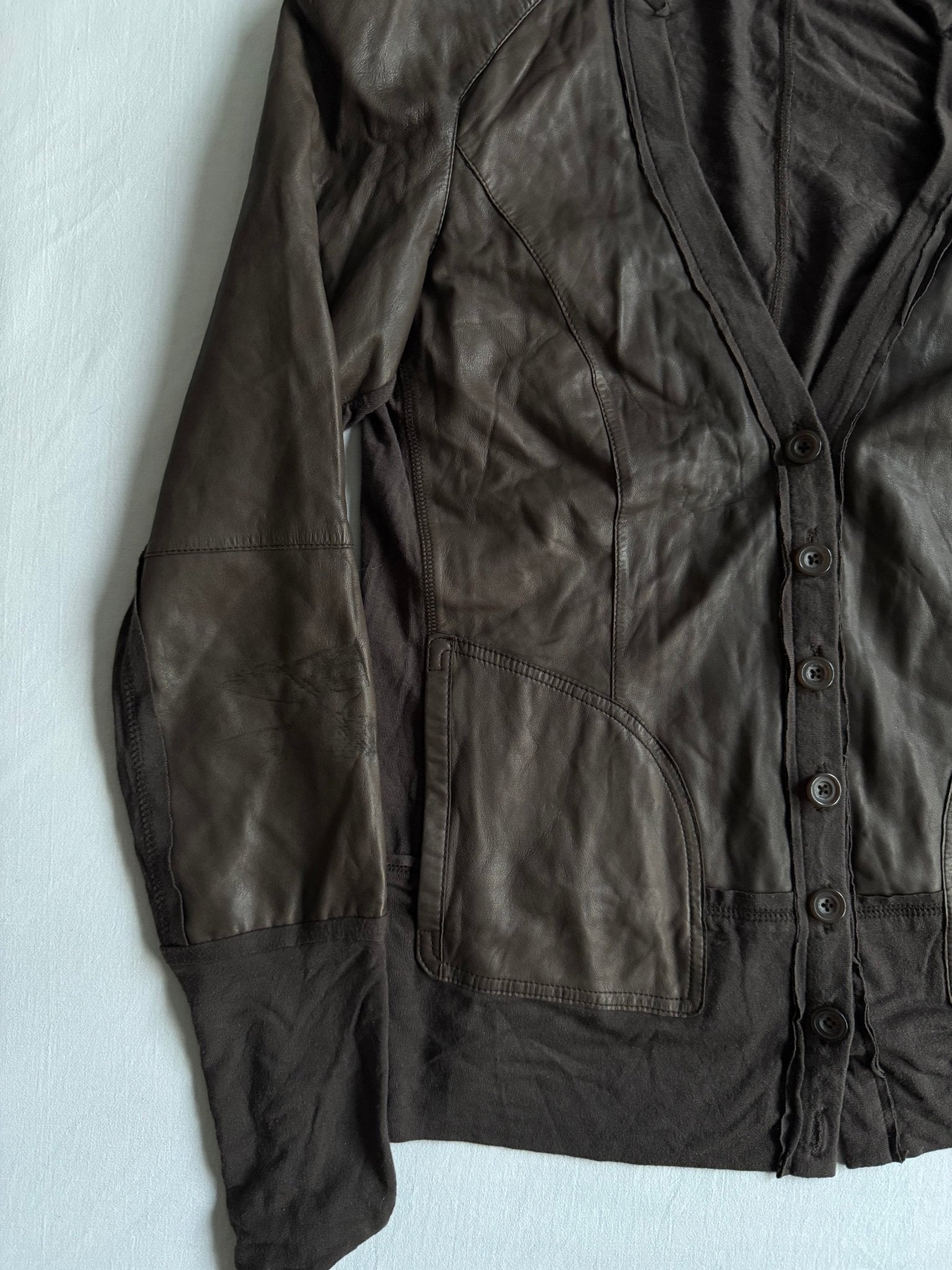 🦅 Cardigan Y2K Armani / Maro - Piele şi modal (Women’s EU 44) - anbracaminte