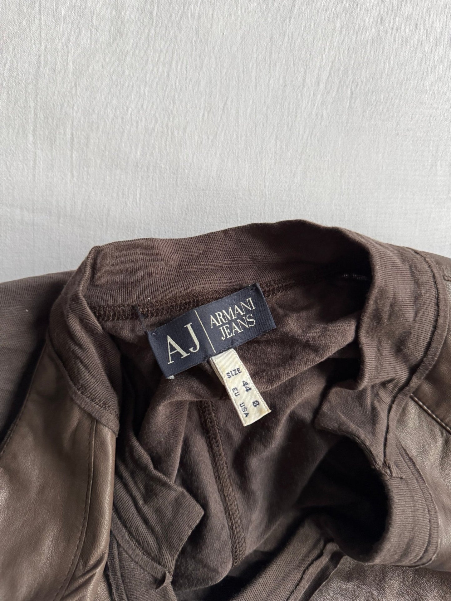 🦅 Cardigan Y2K Armani / Maro - Piele şi modal (Women’s EU 44) - anbracaminte