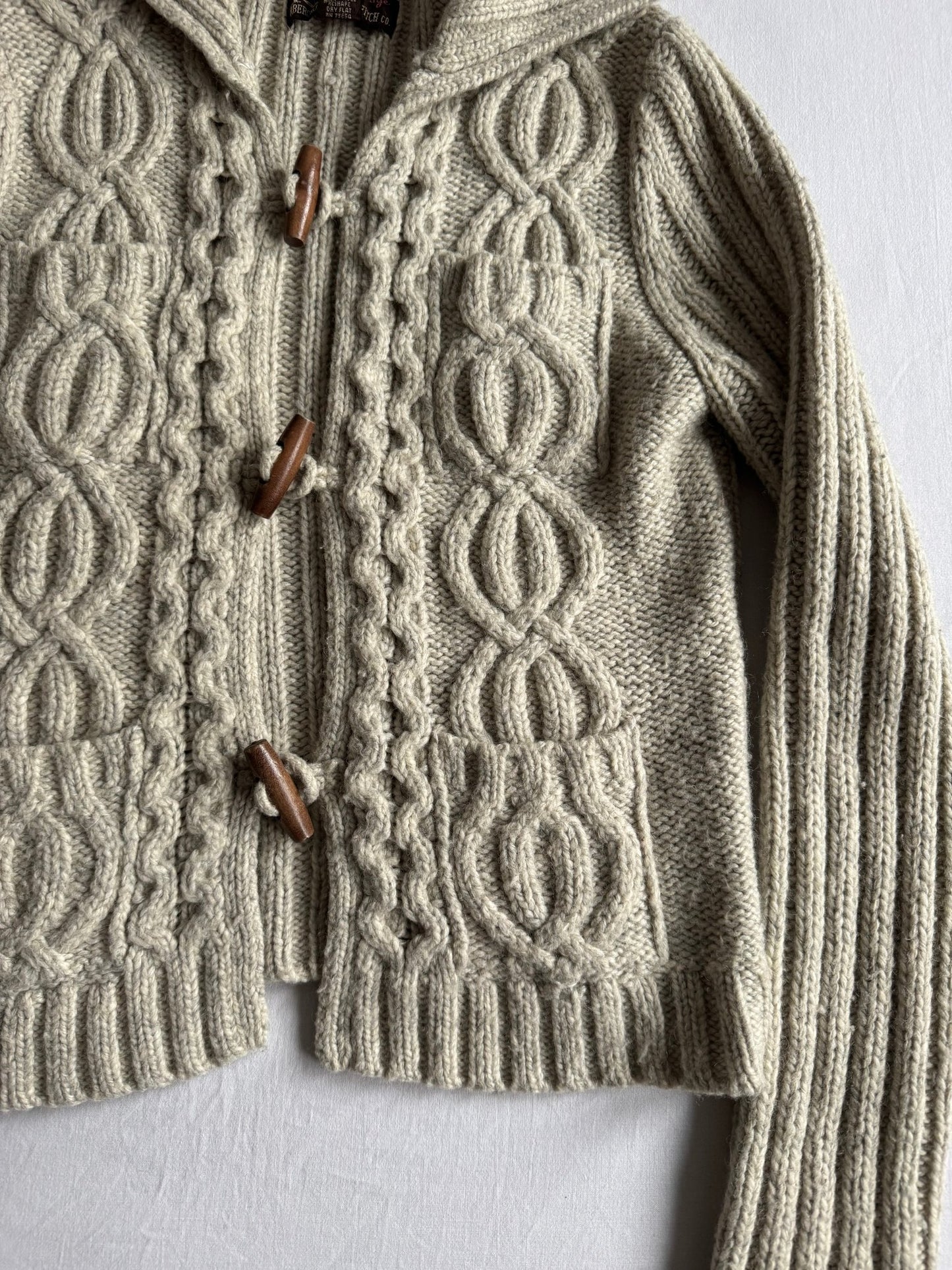🧶 Cardigan Y2K Damă Abercrombie & Fitch Cable Knit din Lambswool Blend – M - anbracaminte