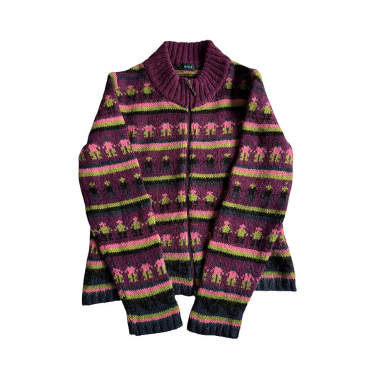 🧶 Cardigan Y2K Damă cu Model Etnic din Mohair Blend – S - anbracaminte