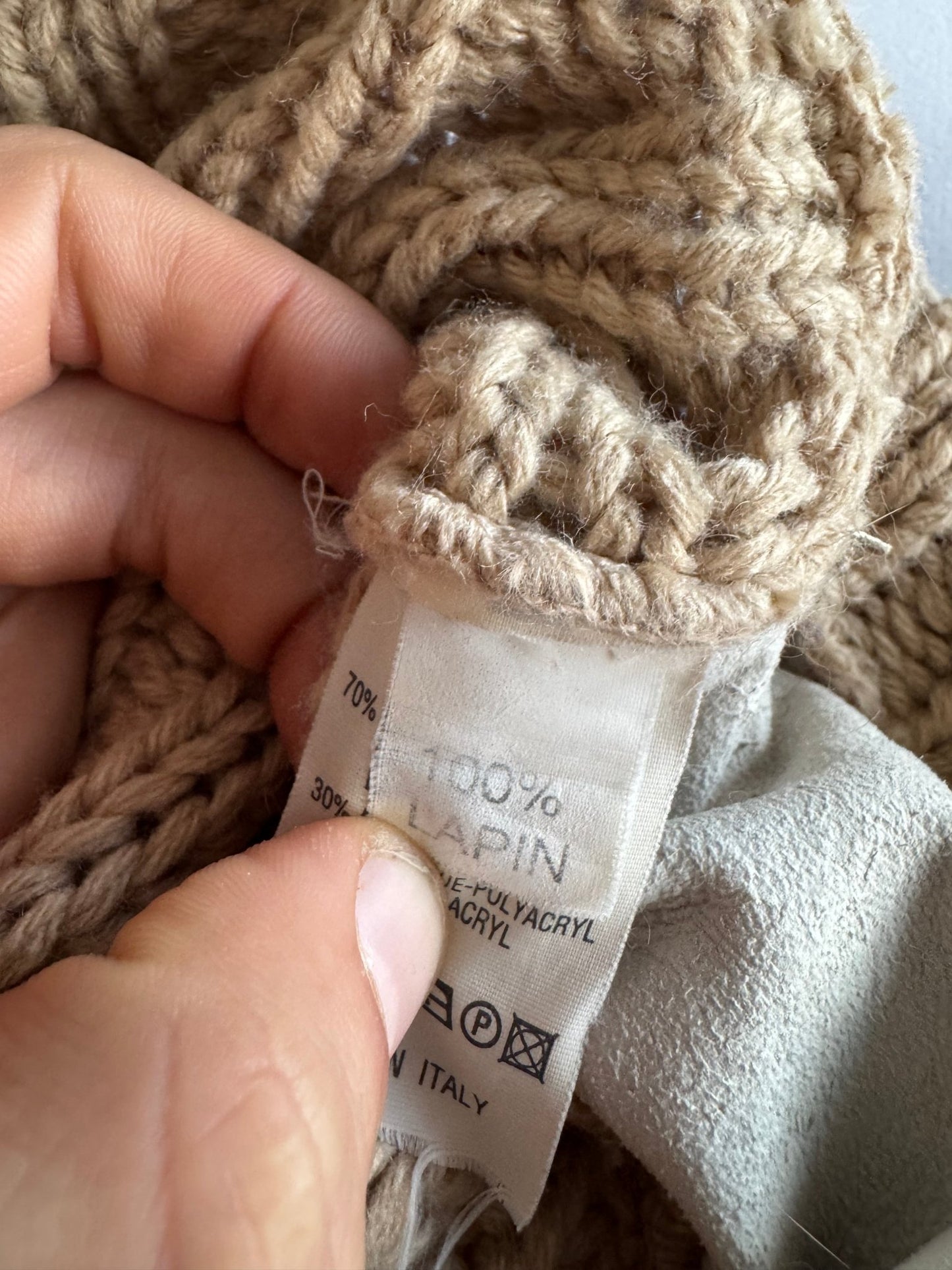 🧶 Cardigan Y2K Damă din Lână cu Inserții din Blană Naturală de Iepure – L - anbracaminte