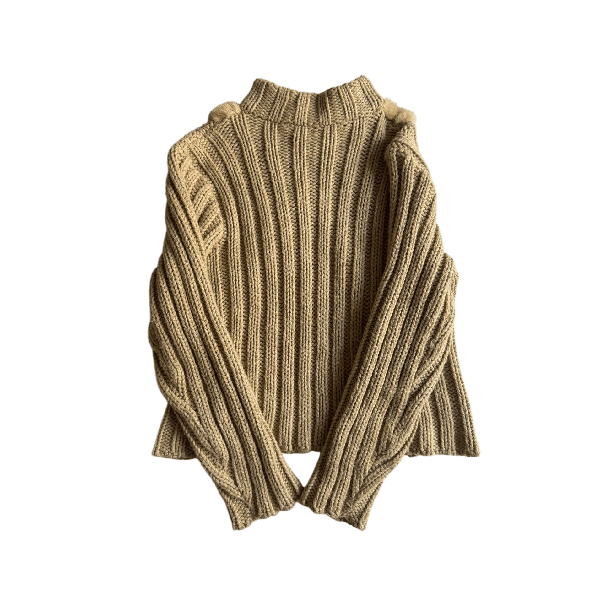 🧶 Cardigan Y2K Damă din Lână cu Inserții din Blană Naturală de Iepure – L - anbracaminte