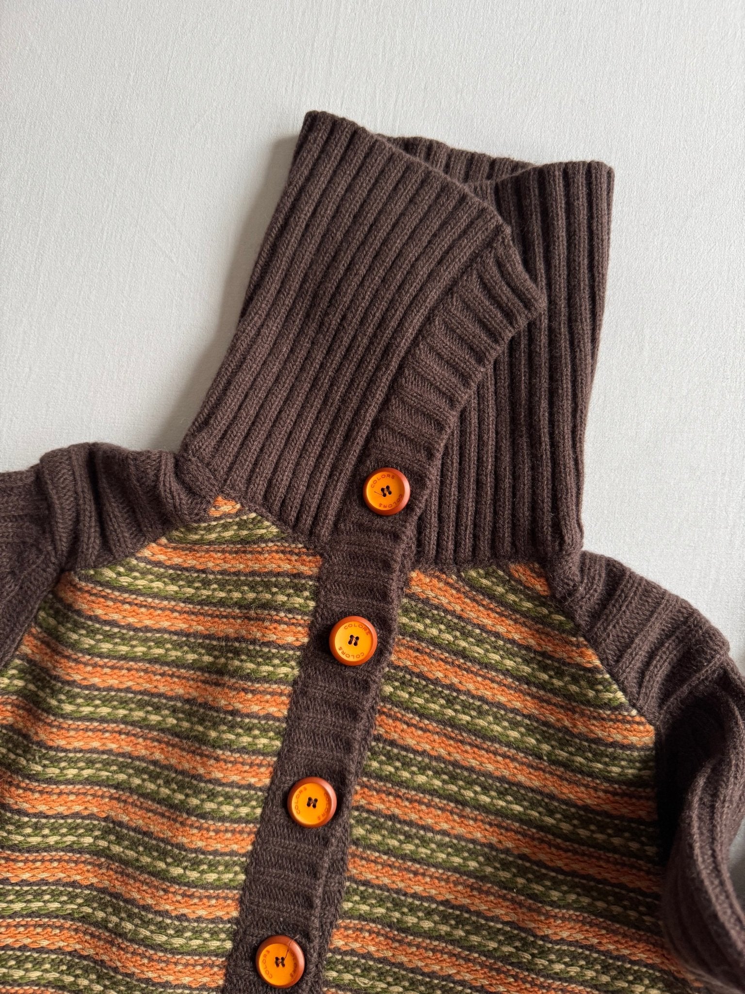 🧶 Cardigan Y2K Damă Maro din Lână cu Model Striped – S - anbracaminte