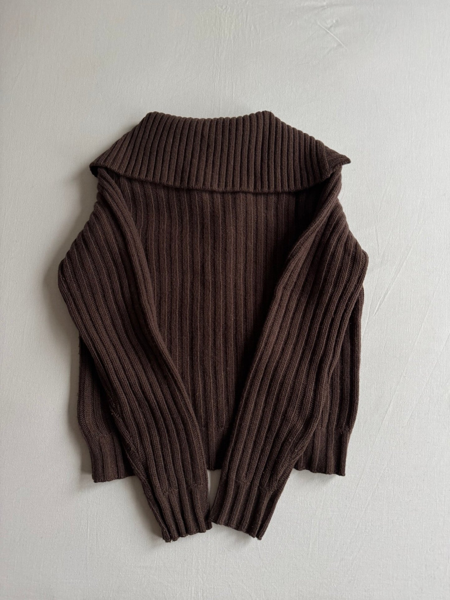 🧶 Cardigan Y2K Damă Maro din Lână cu Model Striped – S - anbracaminte