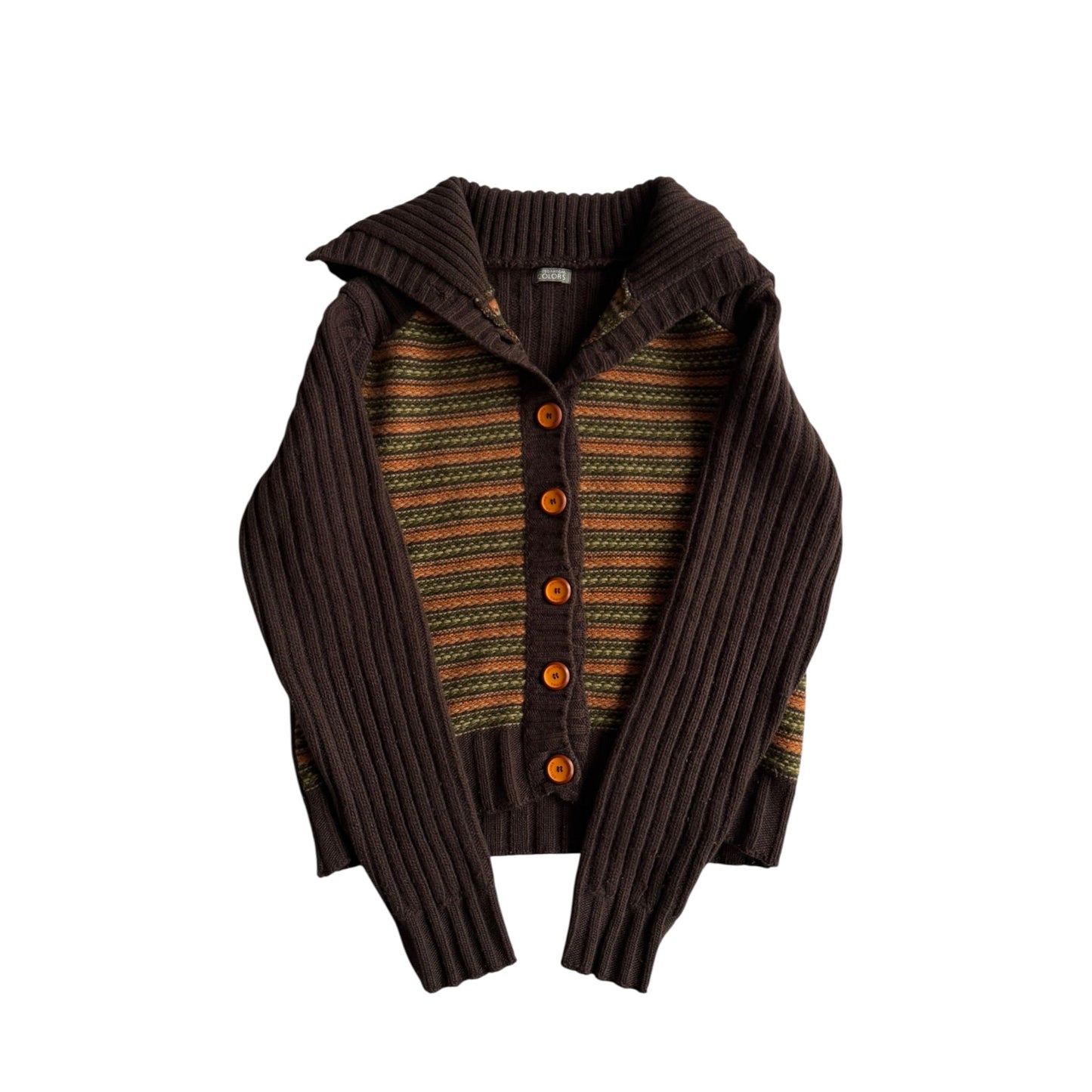 🧶 Cardigan Y2K Damă Maro din Lână cu Model Striped – S - anbracaminte