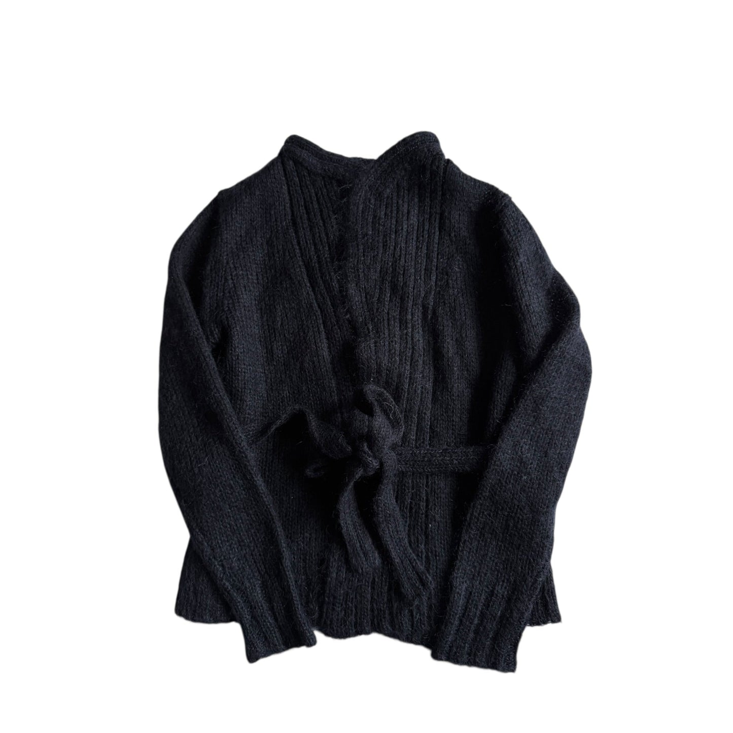 🧶 Cardigan Y2K Damă Navy Închis din Mohair cu Cordon – S - anbracaminte