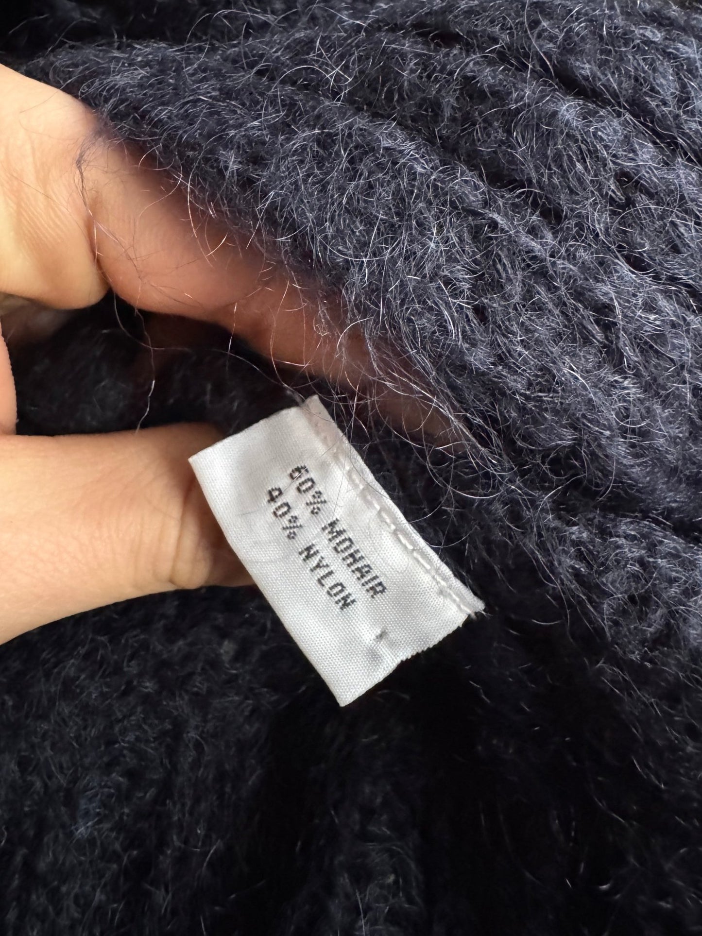🧶 Cardigan Y2K Damă Navy Închis din Mohair cu Cordon – S - anbracaminte