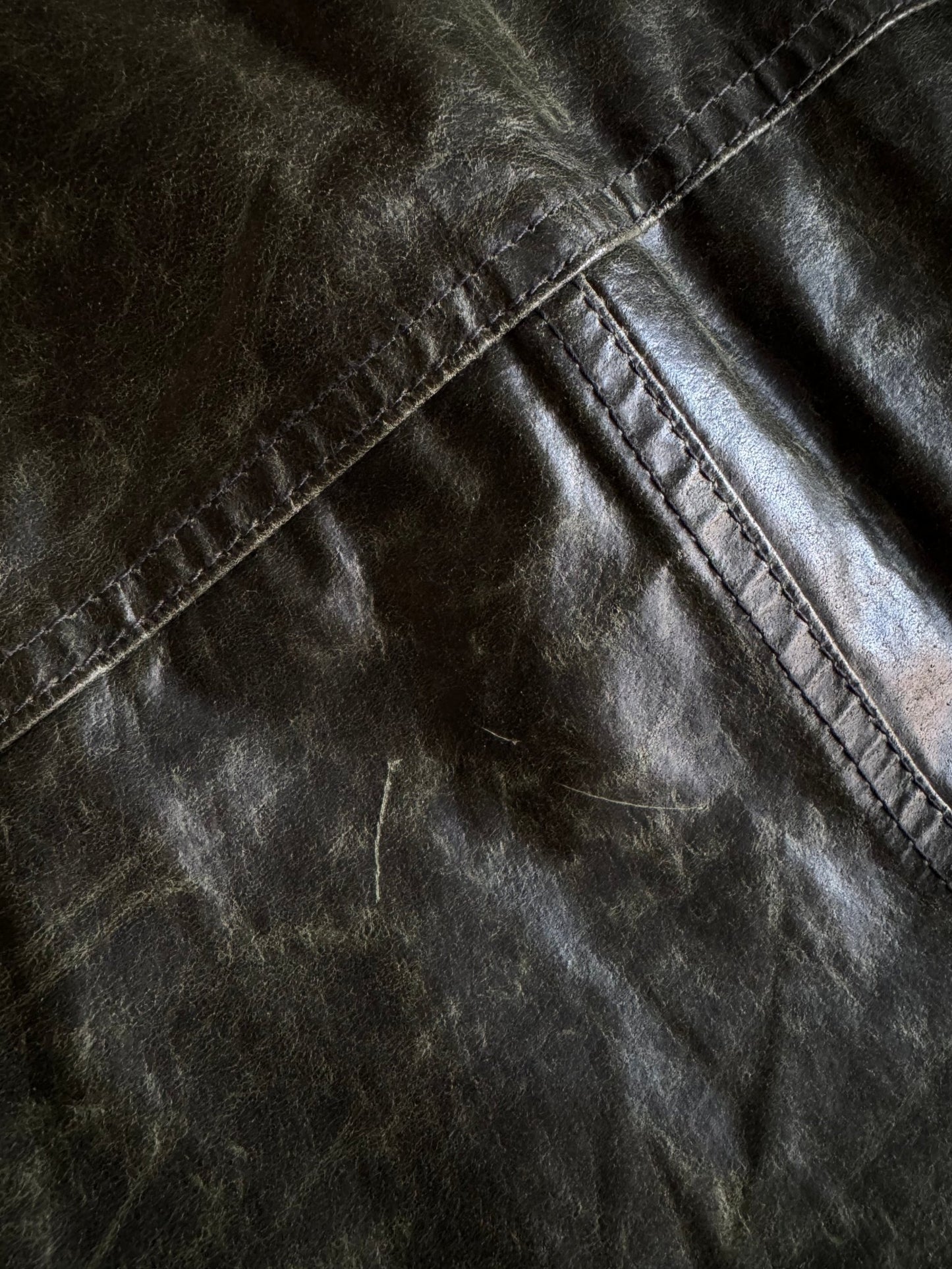 🌳 Chore Coat Vintage din Piele Cerată Verde Închis – Mărime XL - anbracaminte