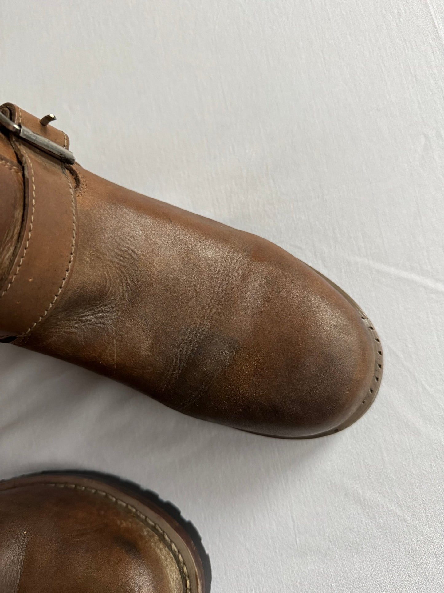 👷‍♂️ Cizme vintage din piele maro tip engineer | mărimea EU 42 (potrivit pentru EU 42.5 - 43) - anbracaminte