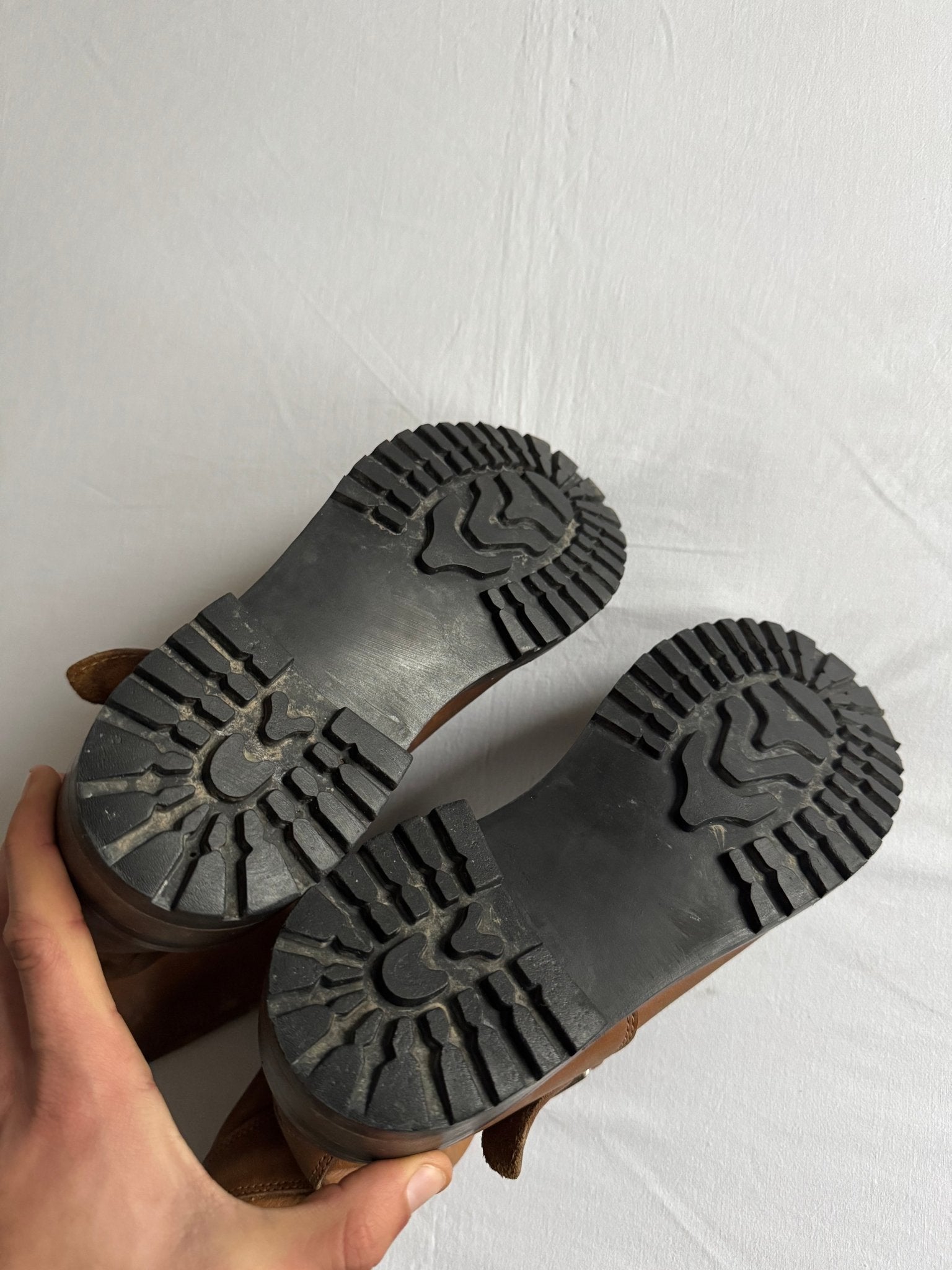 👷‍♂️ Cizme vintage din piele maro tip engineer | mărimea EU 42 (potrivit pentru EU 42.5 - 43) - anbracaminte