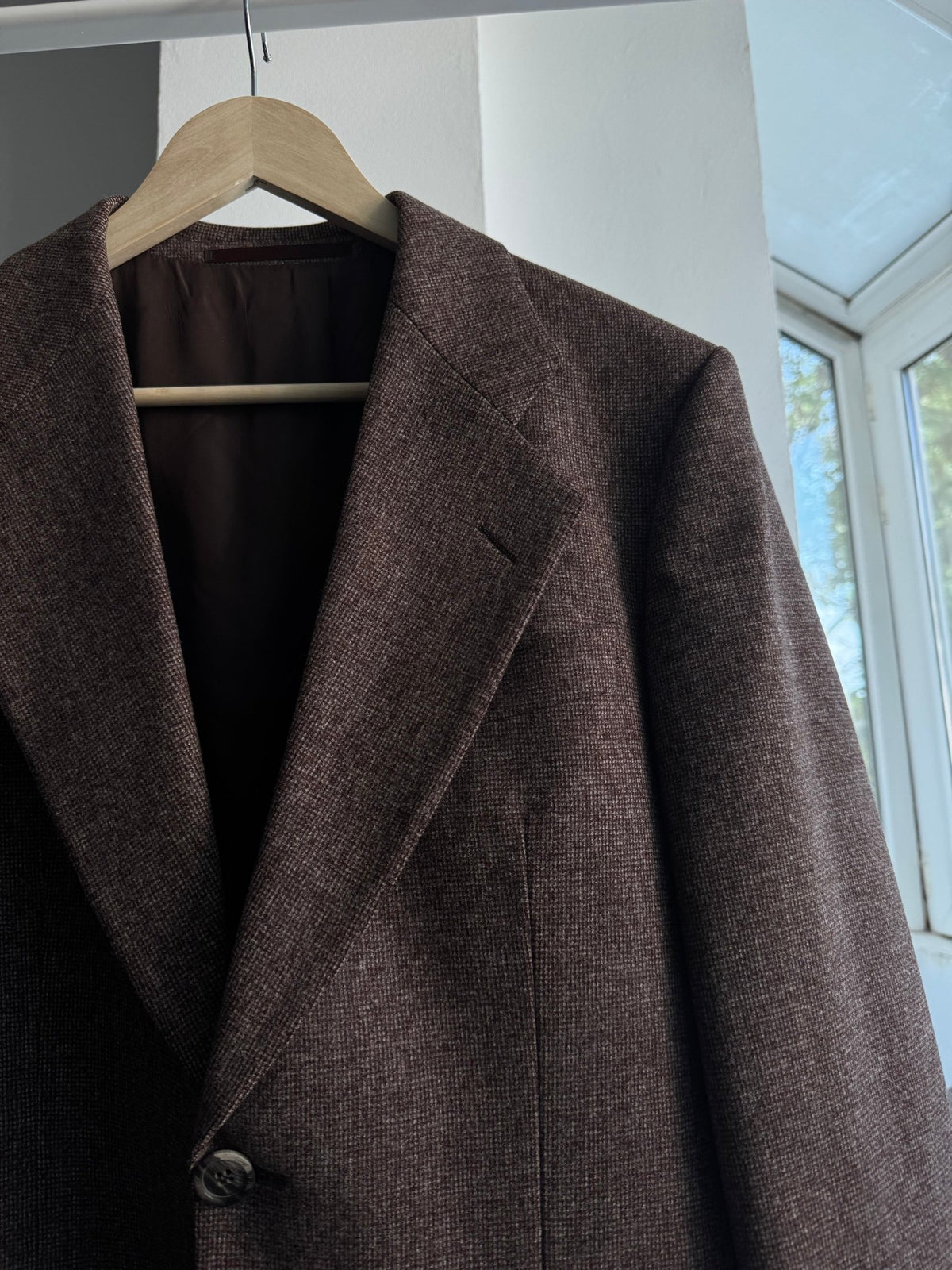 🪵 Costum 2 Piese Deadstock Lână Maro Vintage Anii '70 | 100% Pure New Wool | M Bărbați (48) - anbracaminte