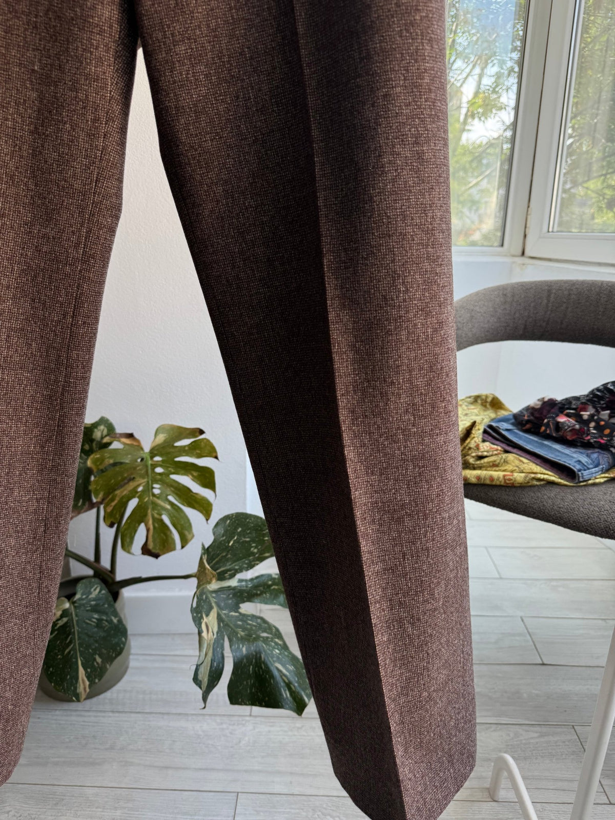 🪵 Costum 2 Piese Deadstock Lână Maro Vintage Anii '70 | 100% Pure New Wool | M Bărbați (48) - anbracaminte