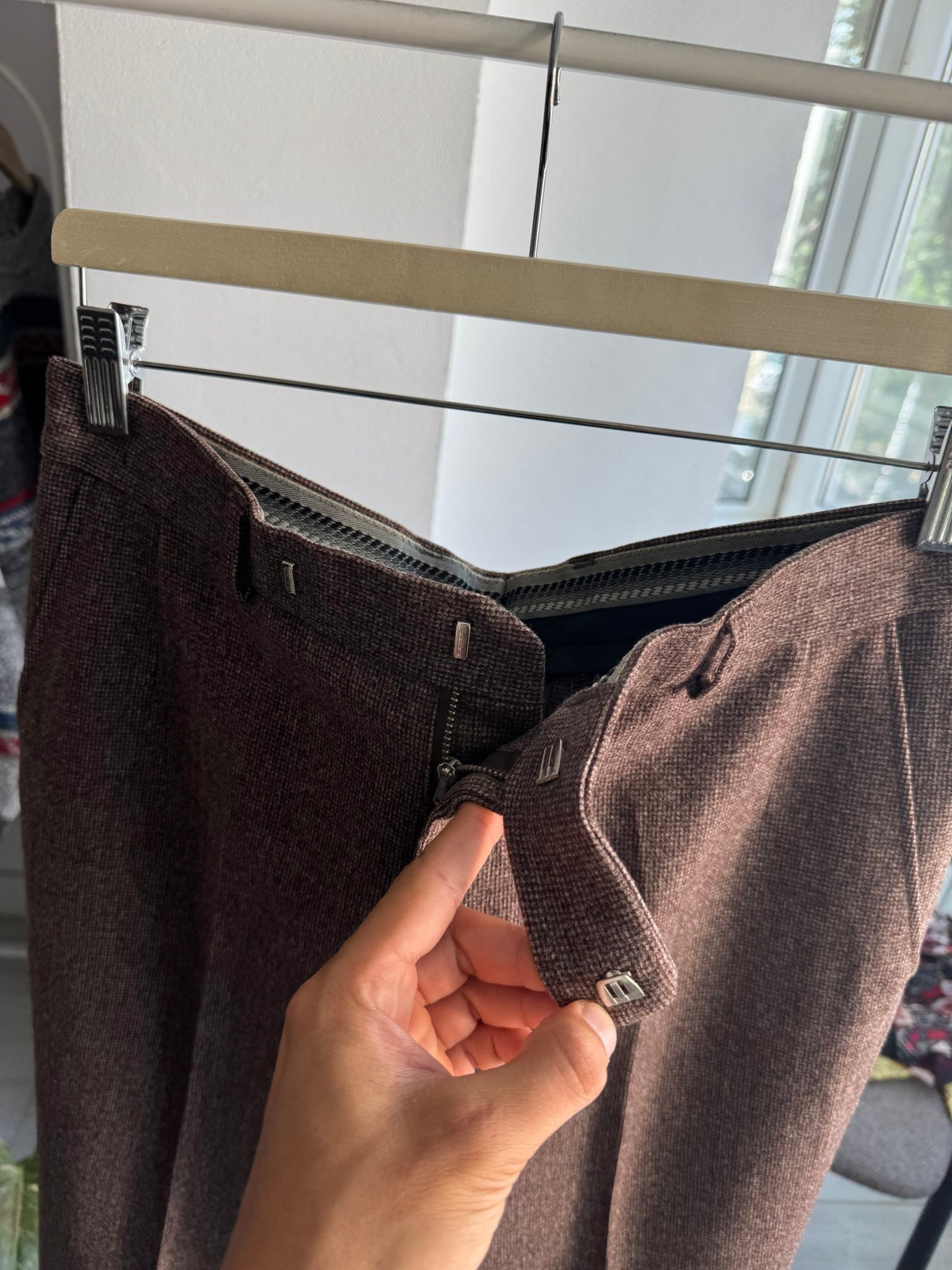 🪵 Costum 2 Piese Deadstock Lână Maro Vintage Anii '70 | 100% Pure New Wool | M Bărbați (48) - anbracaminte