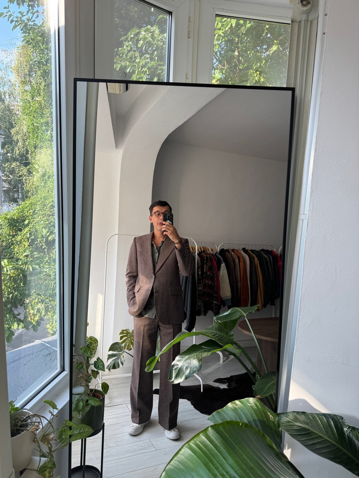 🪵 Costum 2 Piese Deadstock Lână Maro Vintage Anii '70 | 100% Pure New Wool | M Bărbați (48) - anbracaminte