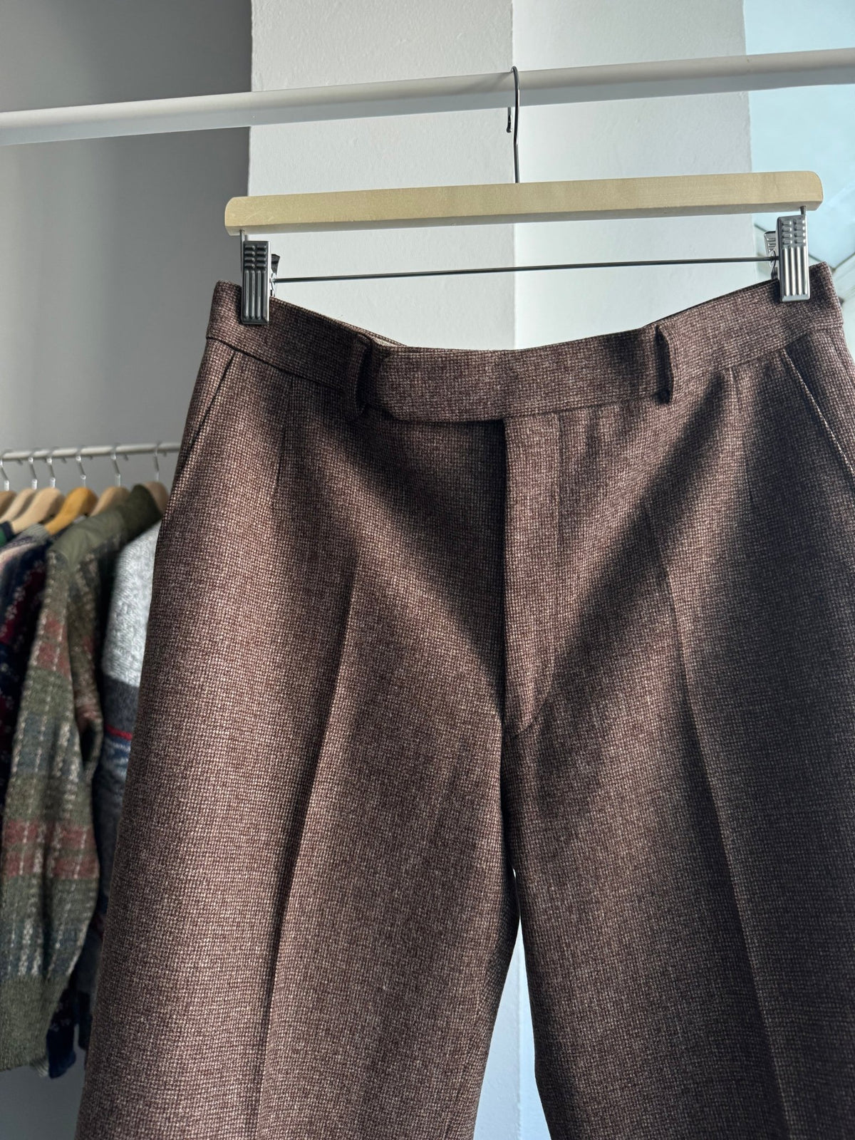 🪵 Costum 2 Piese Deadstock Lână Maro Vintage Anii '70 | 100% Pure New Wool | M Bărbați (48) - anbracaminte