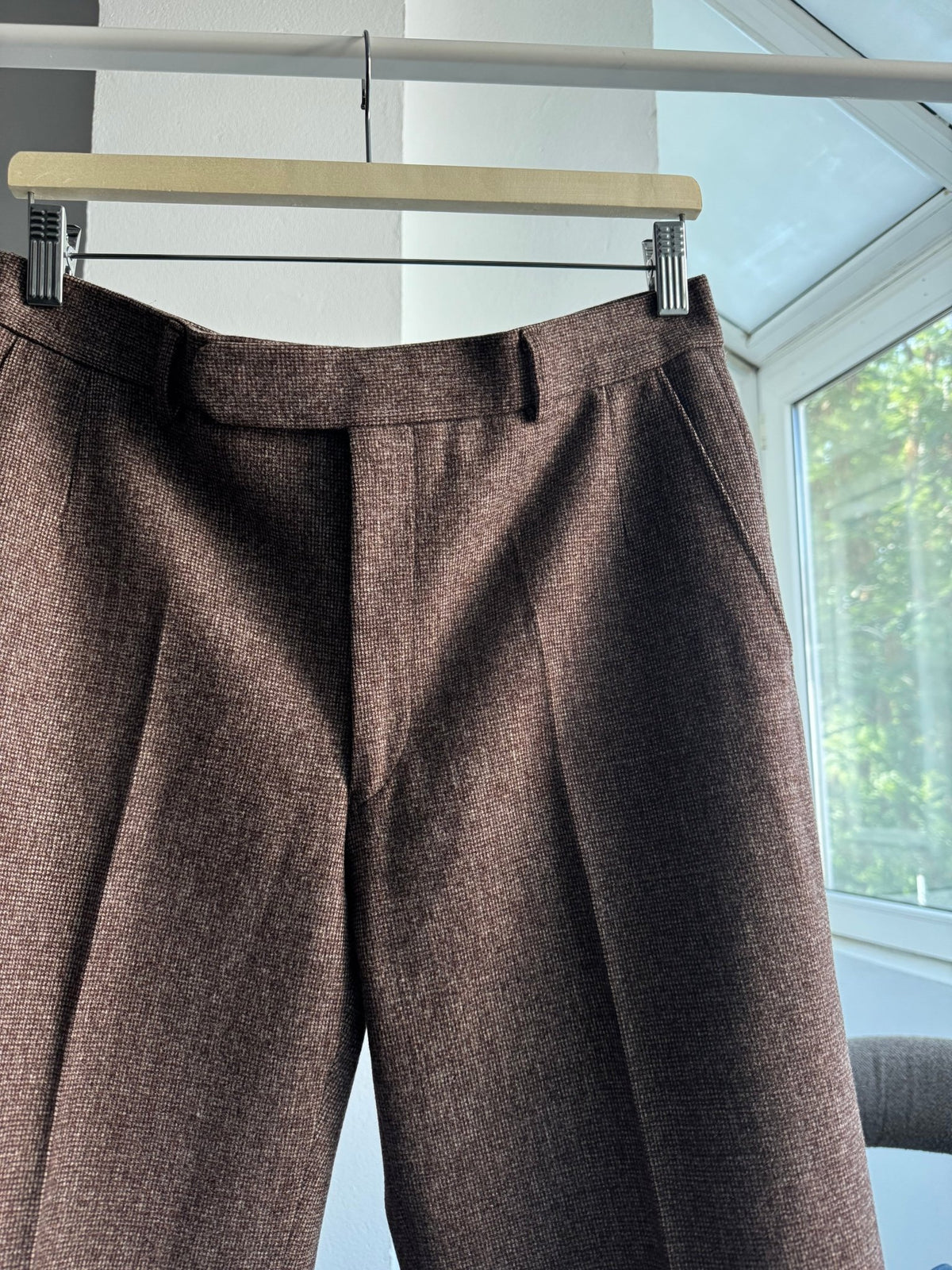 🪵 Costum 2 Piese Deadstock Lână Maro Vintage Anii '70 | 100% Pure New Wool | M Bărbați (48) - anbracaminte