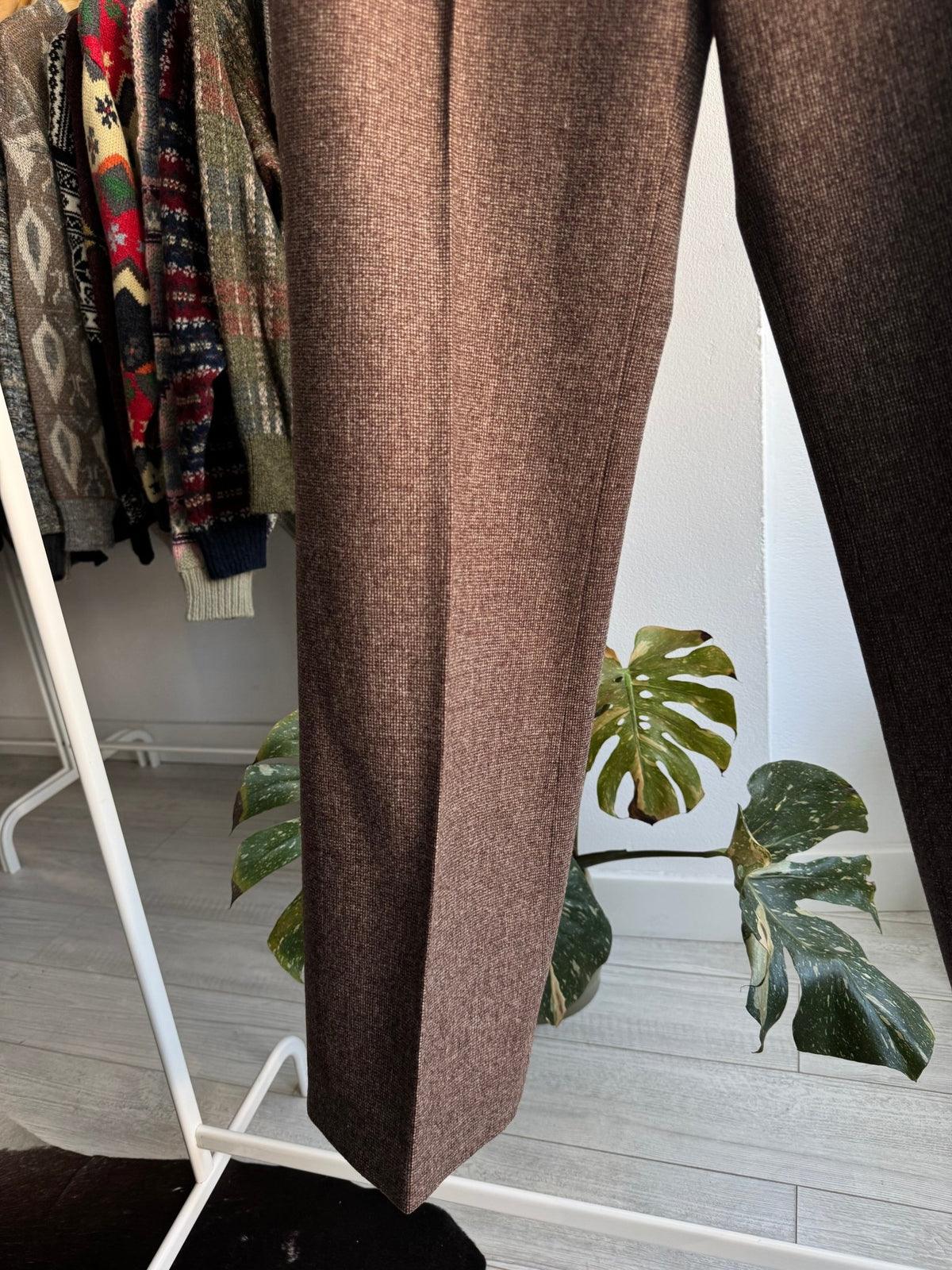 🪵 Costum 2 Piese Deadstock Lână Maro Vintage Anii '70 | 100% Pure New Wool | M Bărbați (48) - anbracaminte