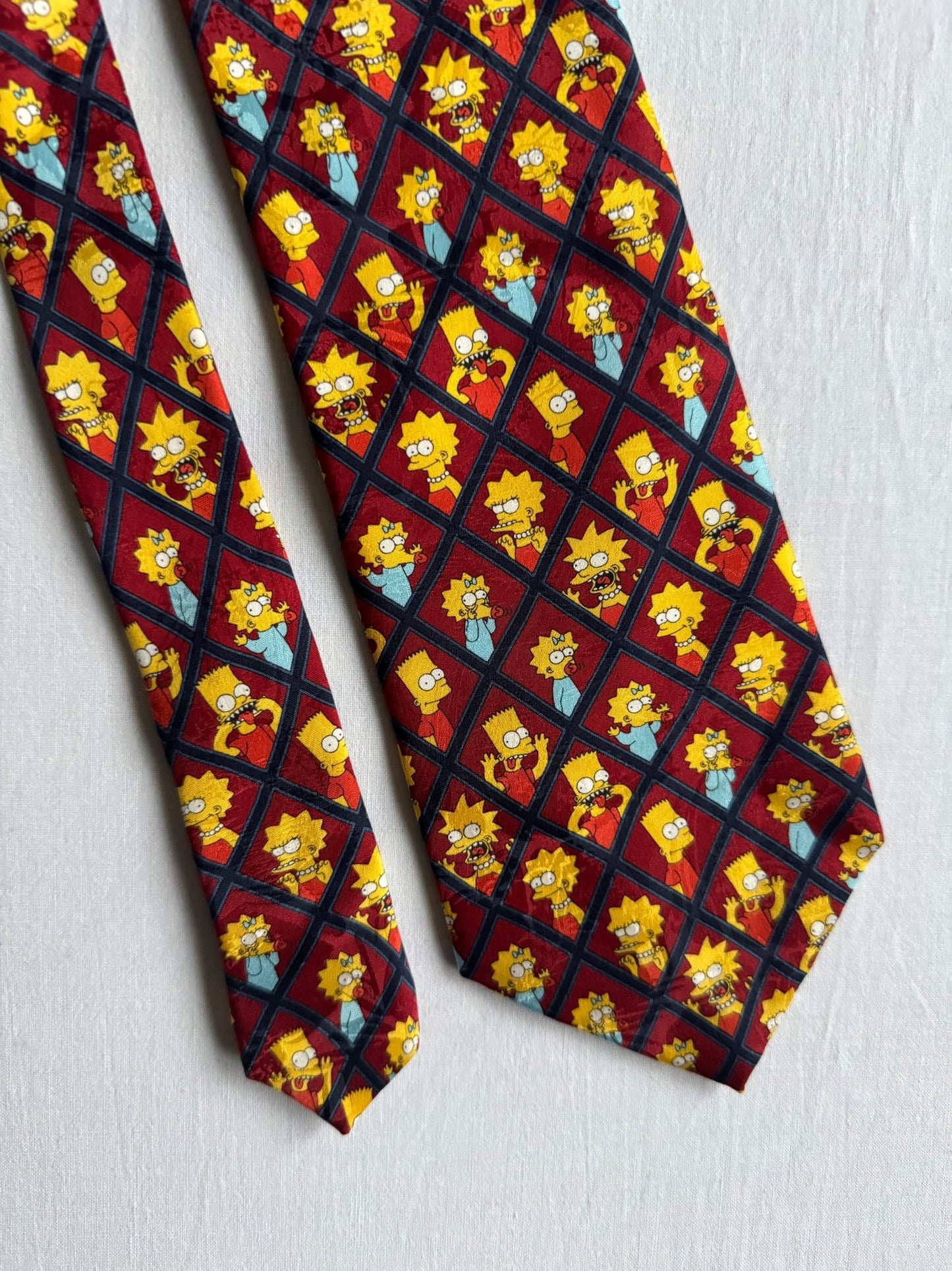 👔 Cravată Vintage 1998 din Mătase cu Graphic The Simpsons – Made in Italy - anbracaminte