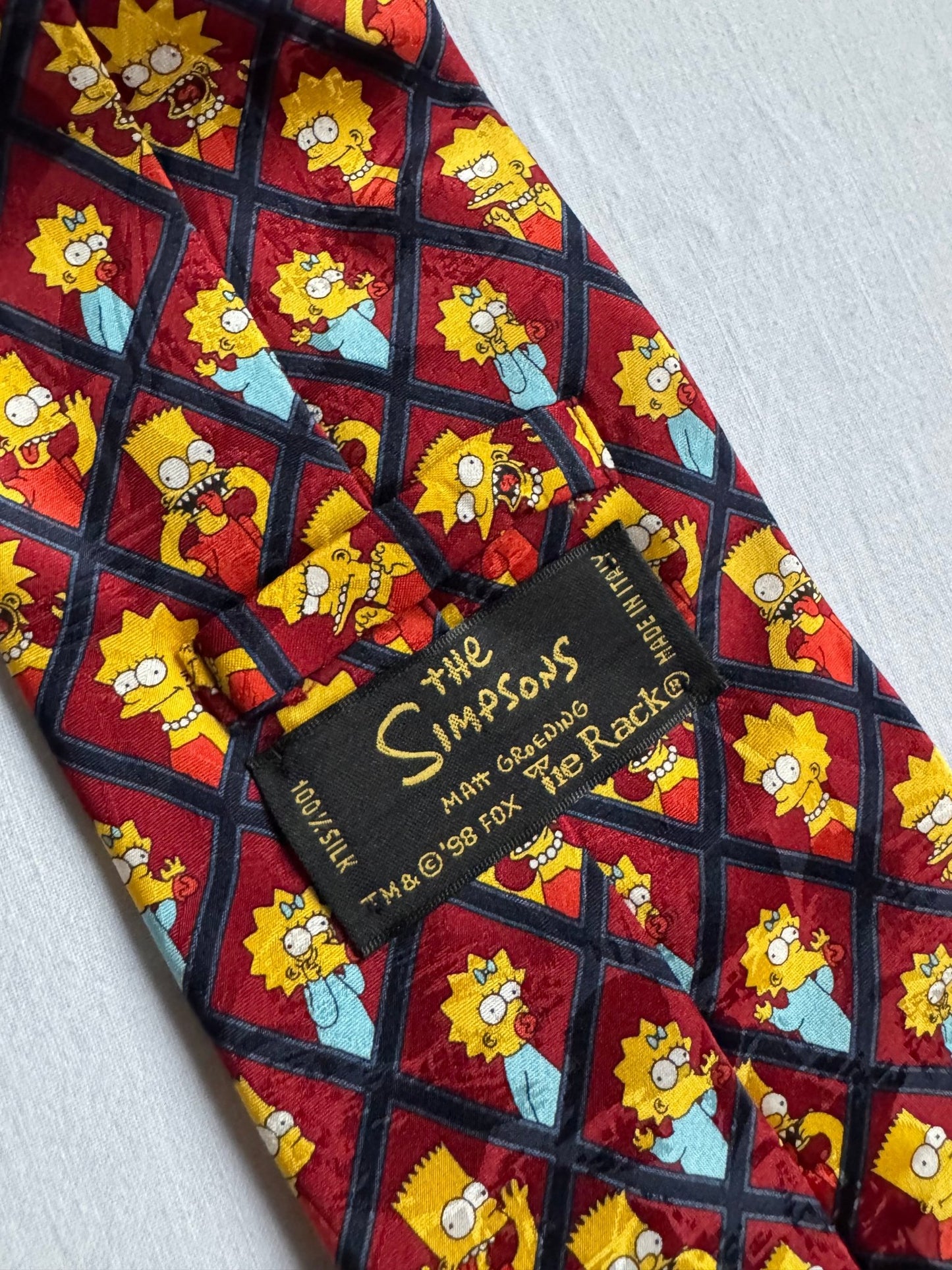 👔 Cravată Vintage 1998 din Mătase cu Graphic The Simpsons – Made in Italy - anbracaminte