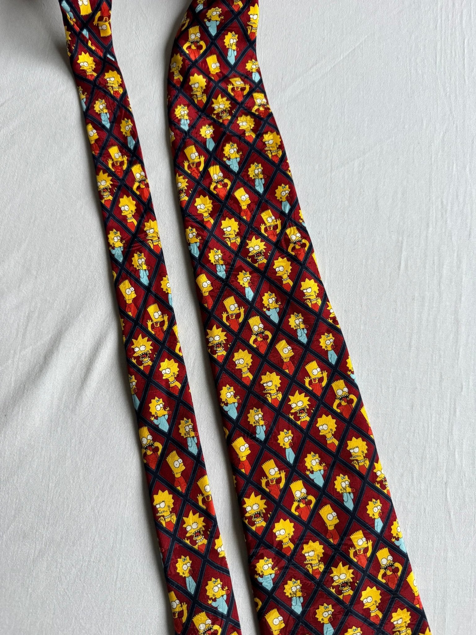 👔 Cravată Vintage 1998 din Mătase cu Graphic The Simpsons – Made in Italy - anbracaminte