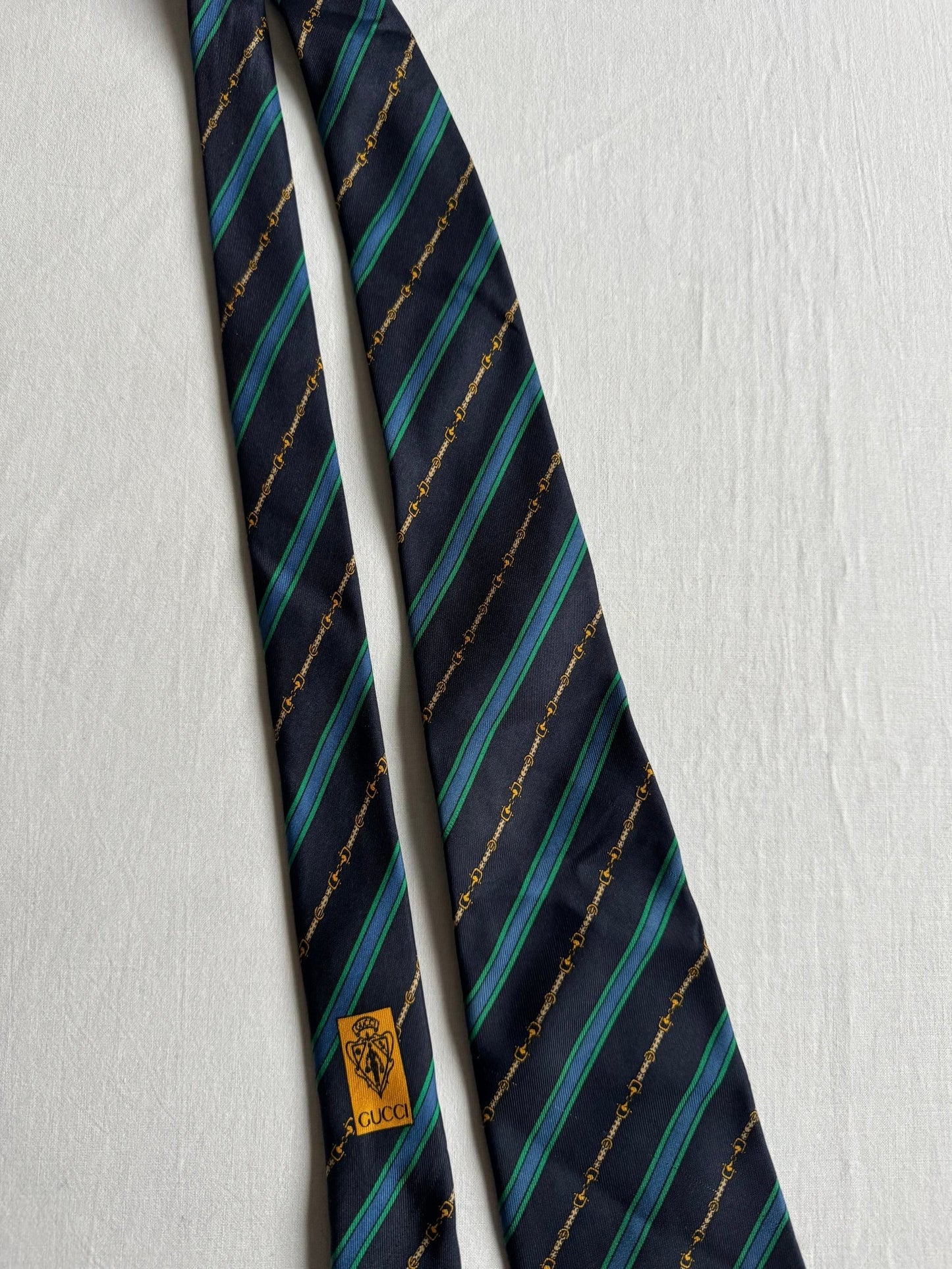 👔 Cravată Vintage 80’s Gucci din Mătase Navy – Made in Italy - anbracaminte